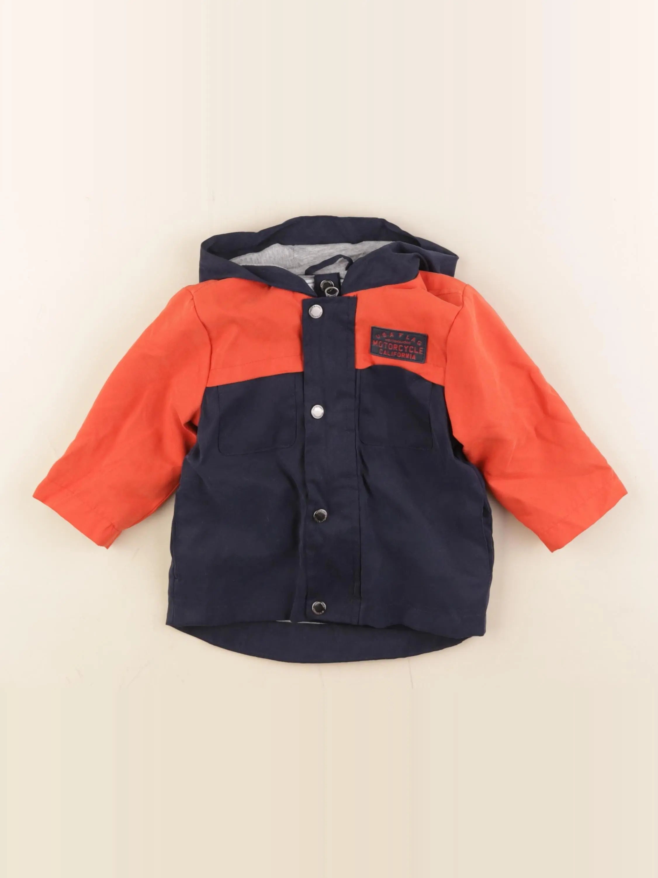 Vertbaudet - veste doublure amovible bleu, orange - 9 mois