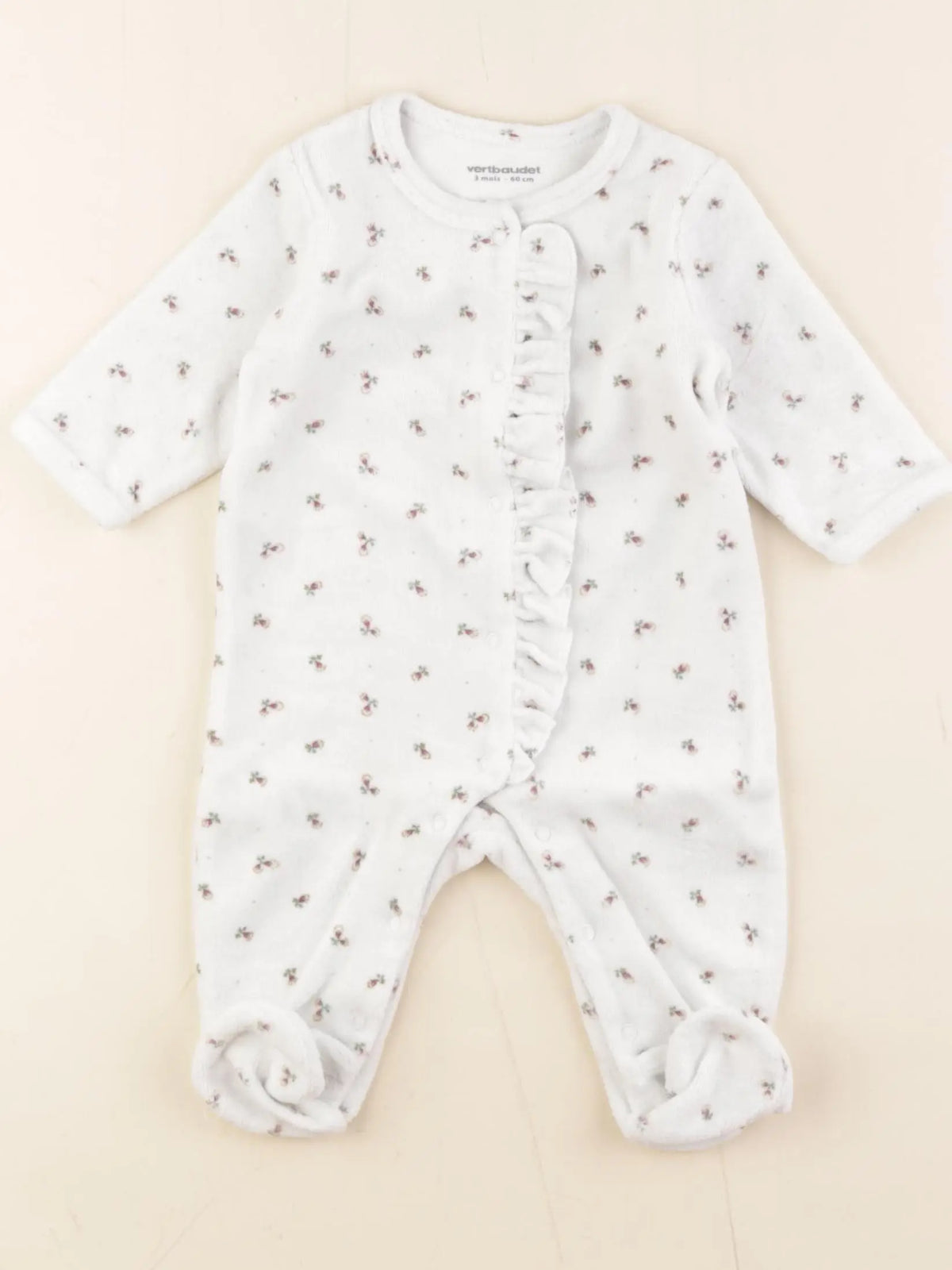 Vertbaudet - pyjama velours blanc - 3 mois