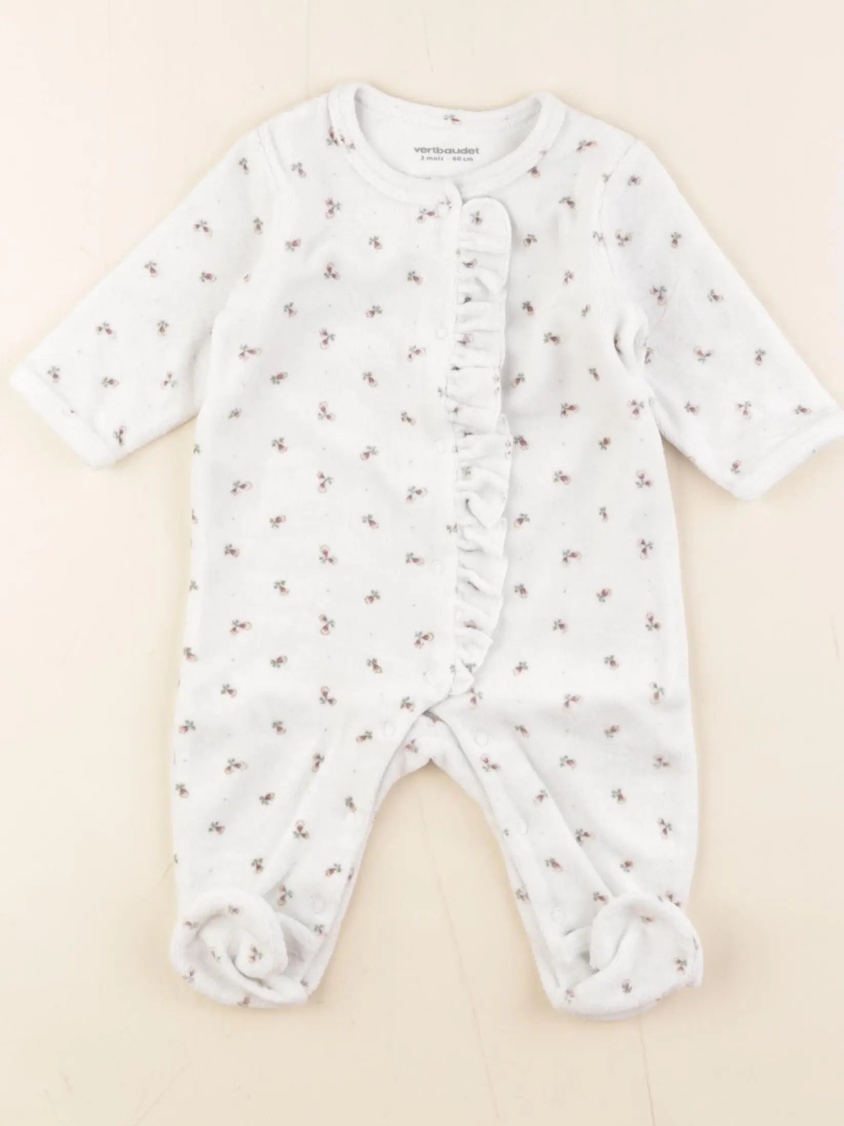 Vertbaudet - pyjama velours blanc - 3 mois