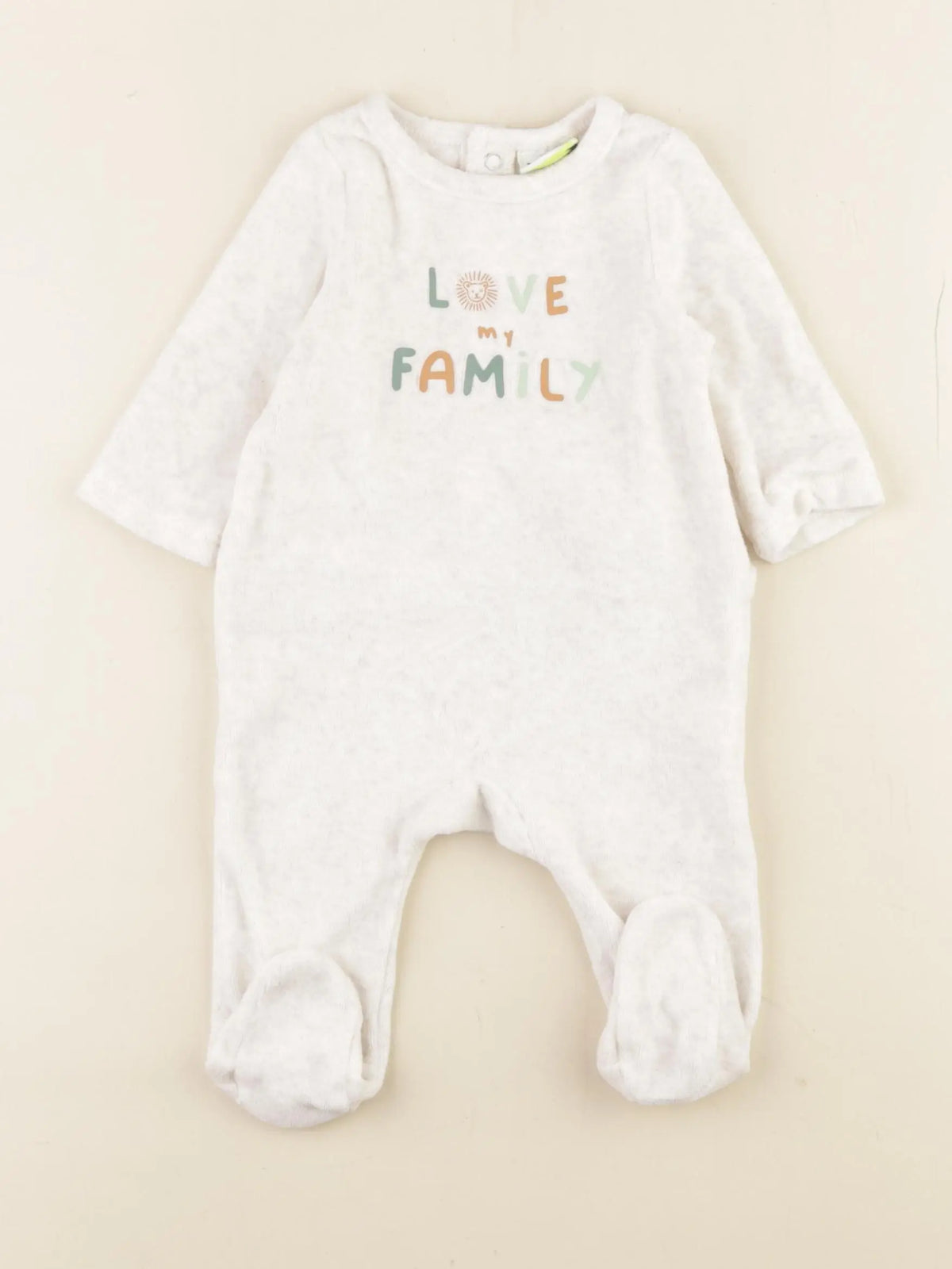 Tape à l'oeil - pyjama velours beige - 3 mois