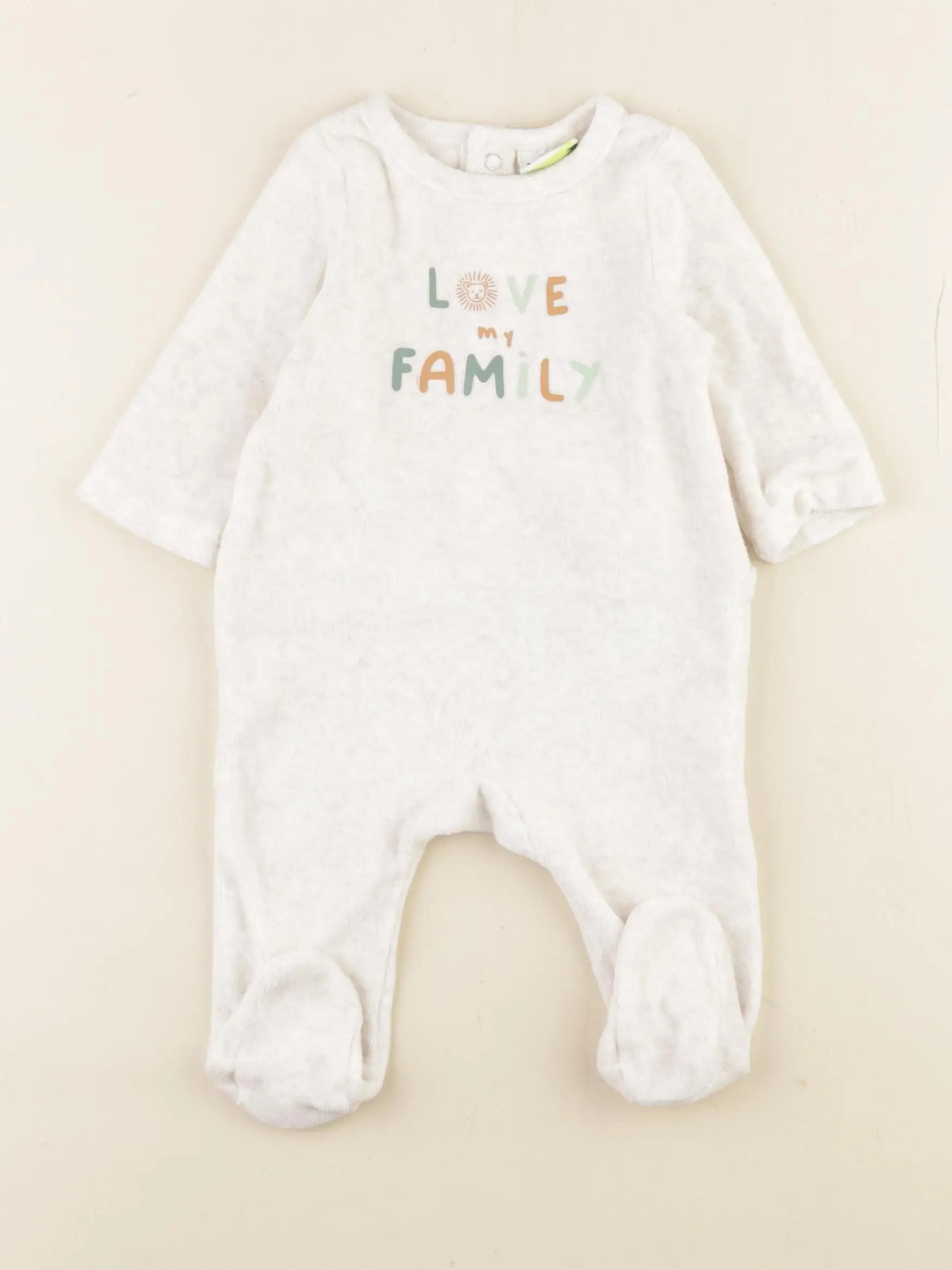 Tape à l'oeil - pyjama velours beige - 3 mois