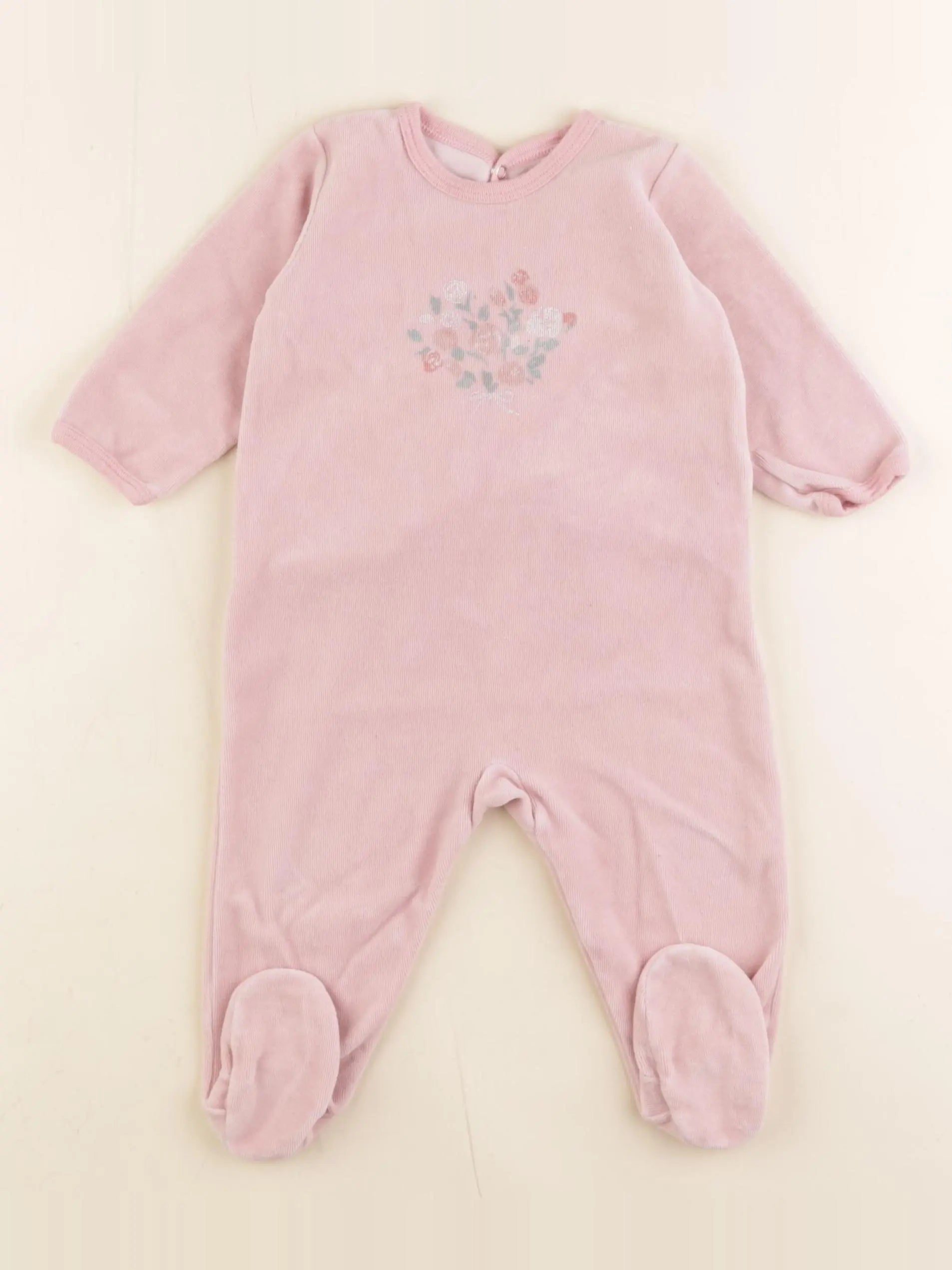 Petit Bateau - pyjama velours rose - 9 mois
