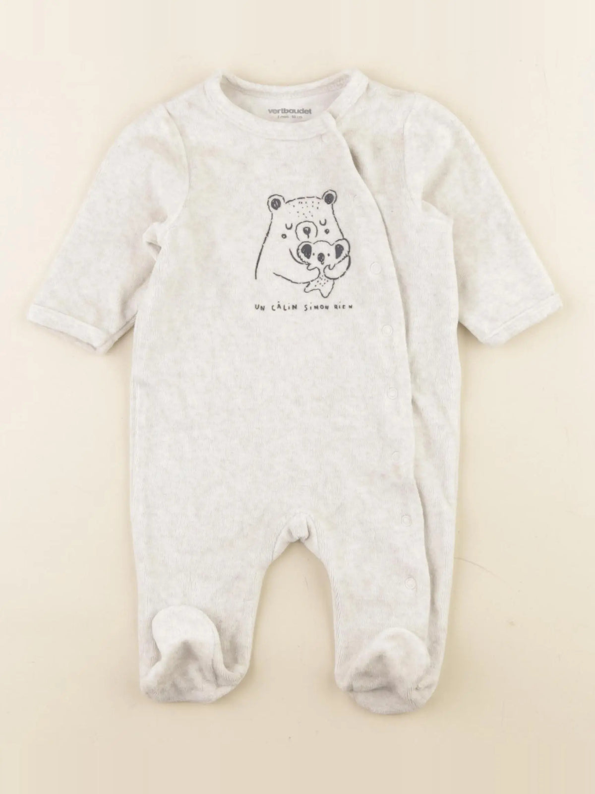 Vertbaudet - pyjama velours beige - 3 mois