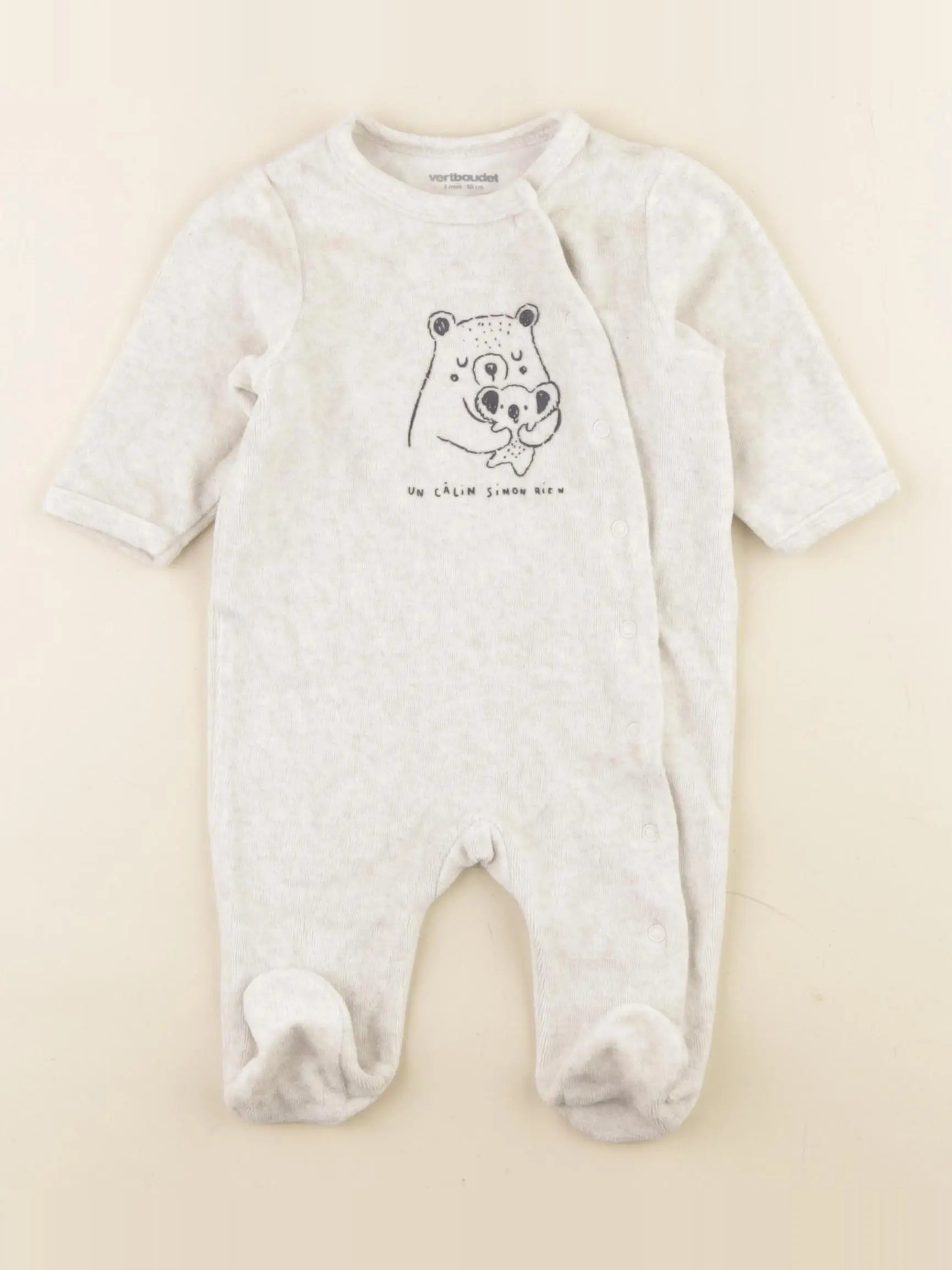 Vertbaudet - pyjama velours beige - 3 mois