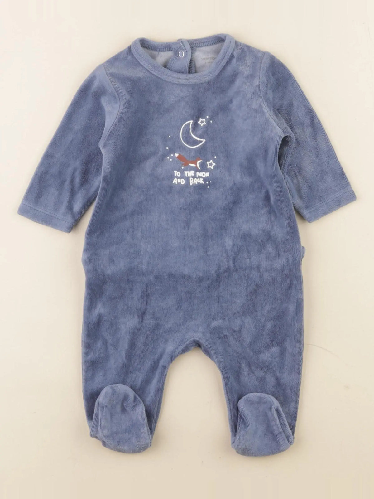 Vertbaudet - pyjama velours bleu - 3 mois