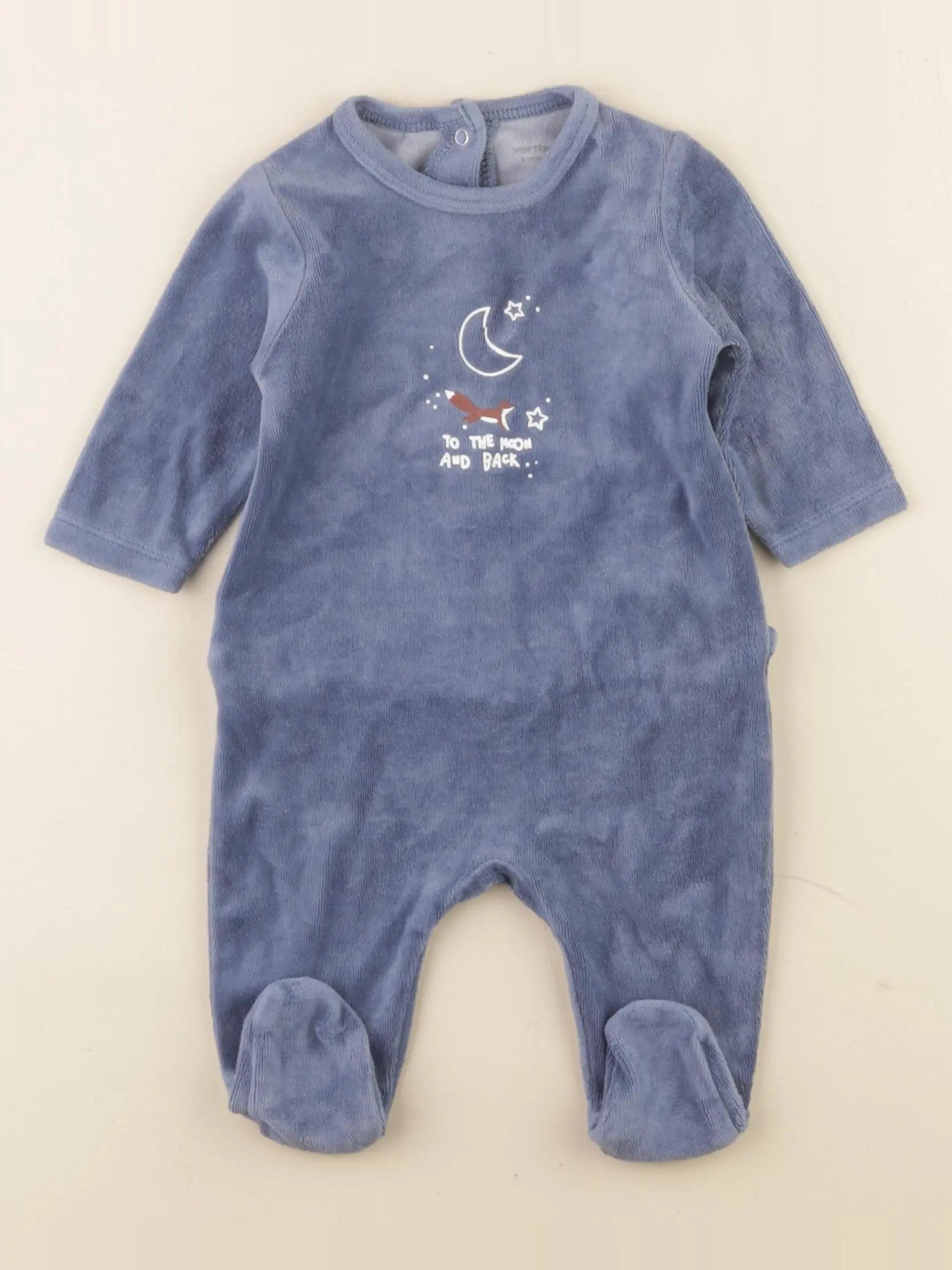Vertbaudet - pyjama velours bleu - 3 mois