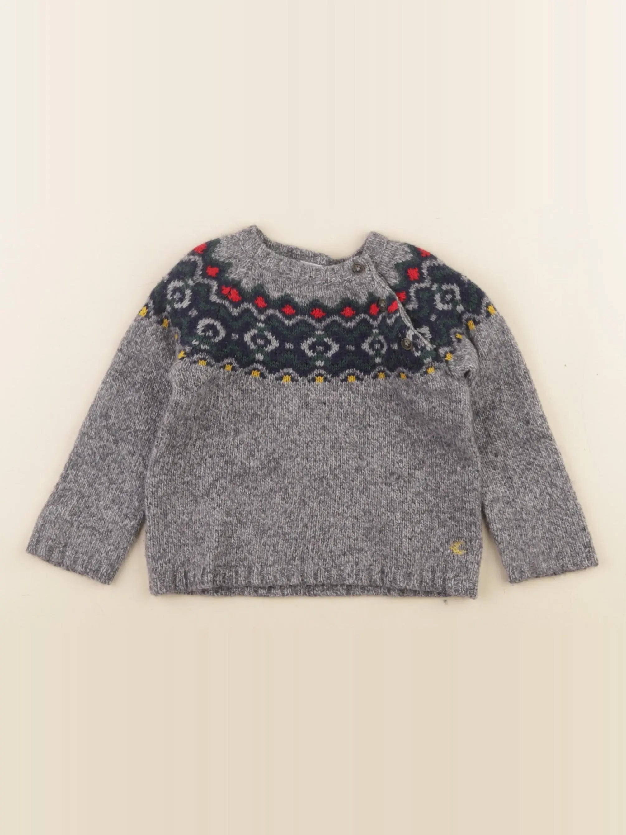 Petit Bateau - pull gris - 12 mois