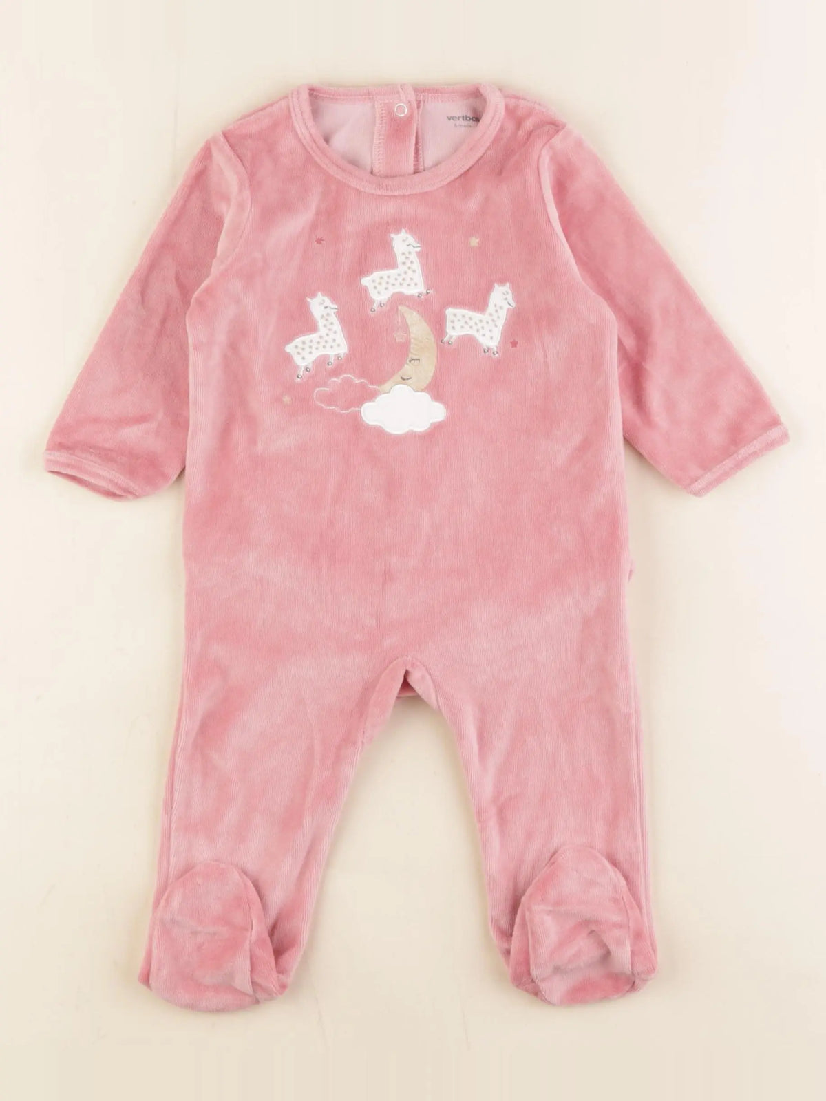 Vertbaudet - pyjama velours rose - 6 mois