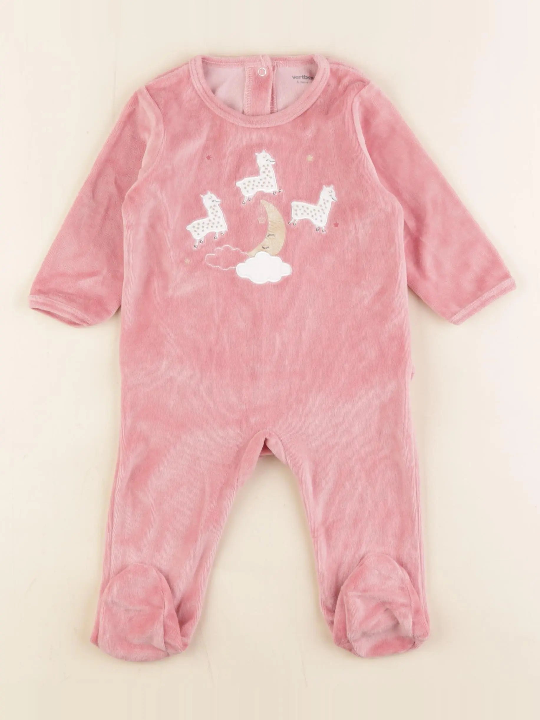 Vertbaudet - pyjama velours rose - 6 mois