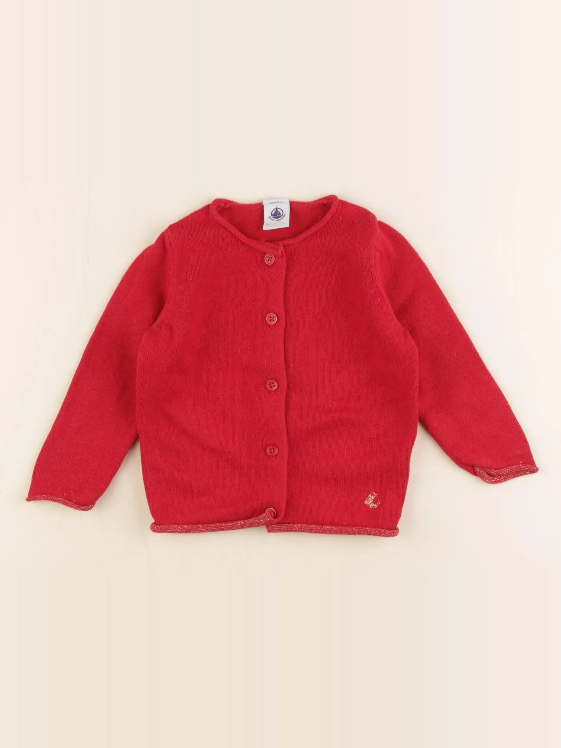 Petit Bateau - gilet rouge - 12 mois