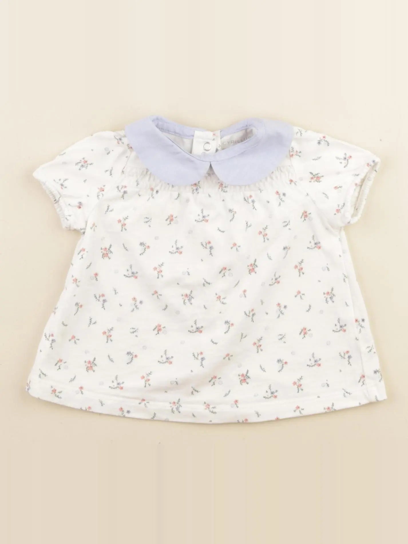 Cyrillus - tee-shirt blanc, bleu - 3 mois