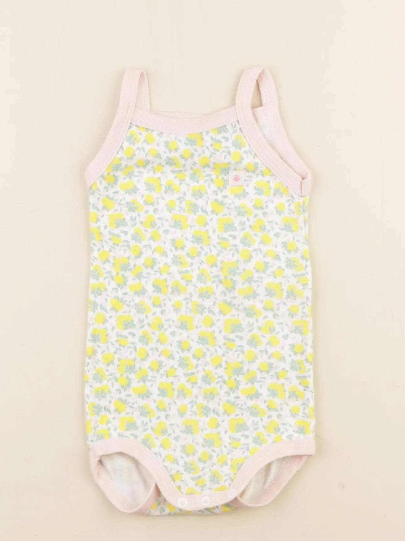 Petit Bateau - body jaune, rose - 6 mois