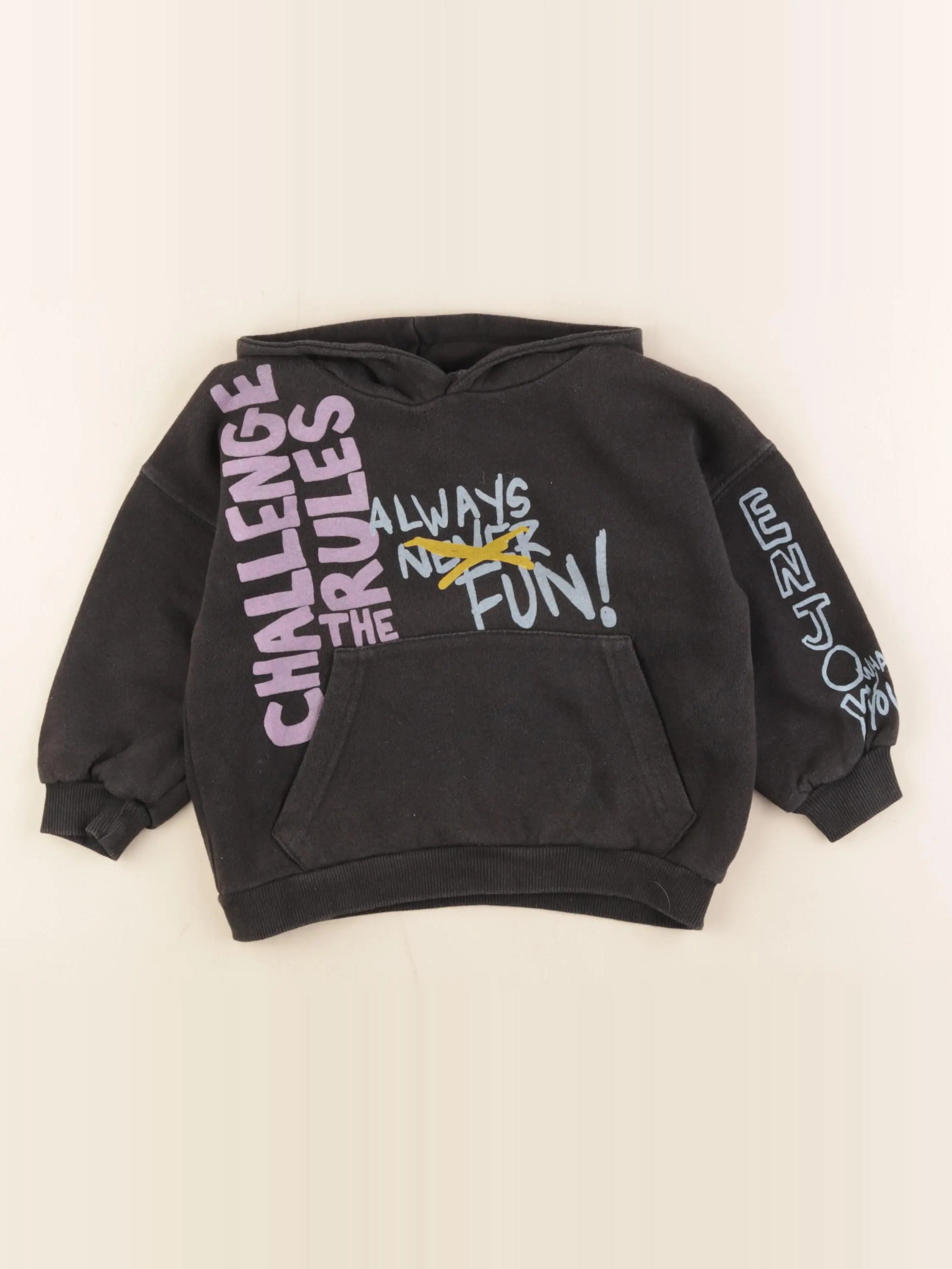 Zara - sweat imprimé au dos noir - 18/24 mois