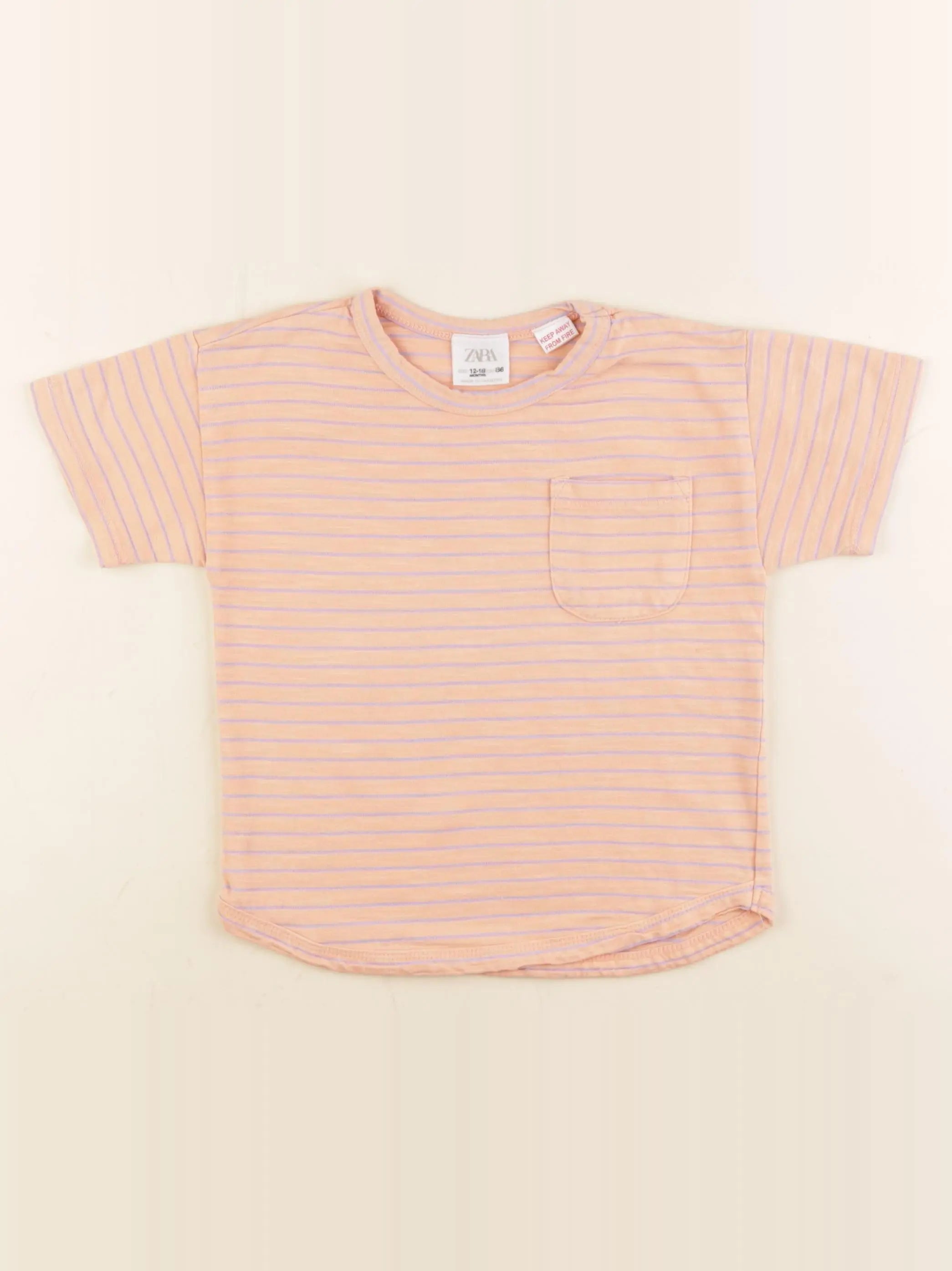 Zara - tee-shirt orange, violet - 12/18 mois