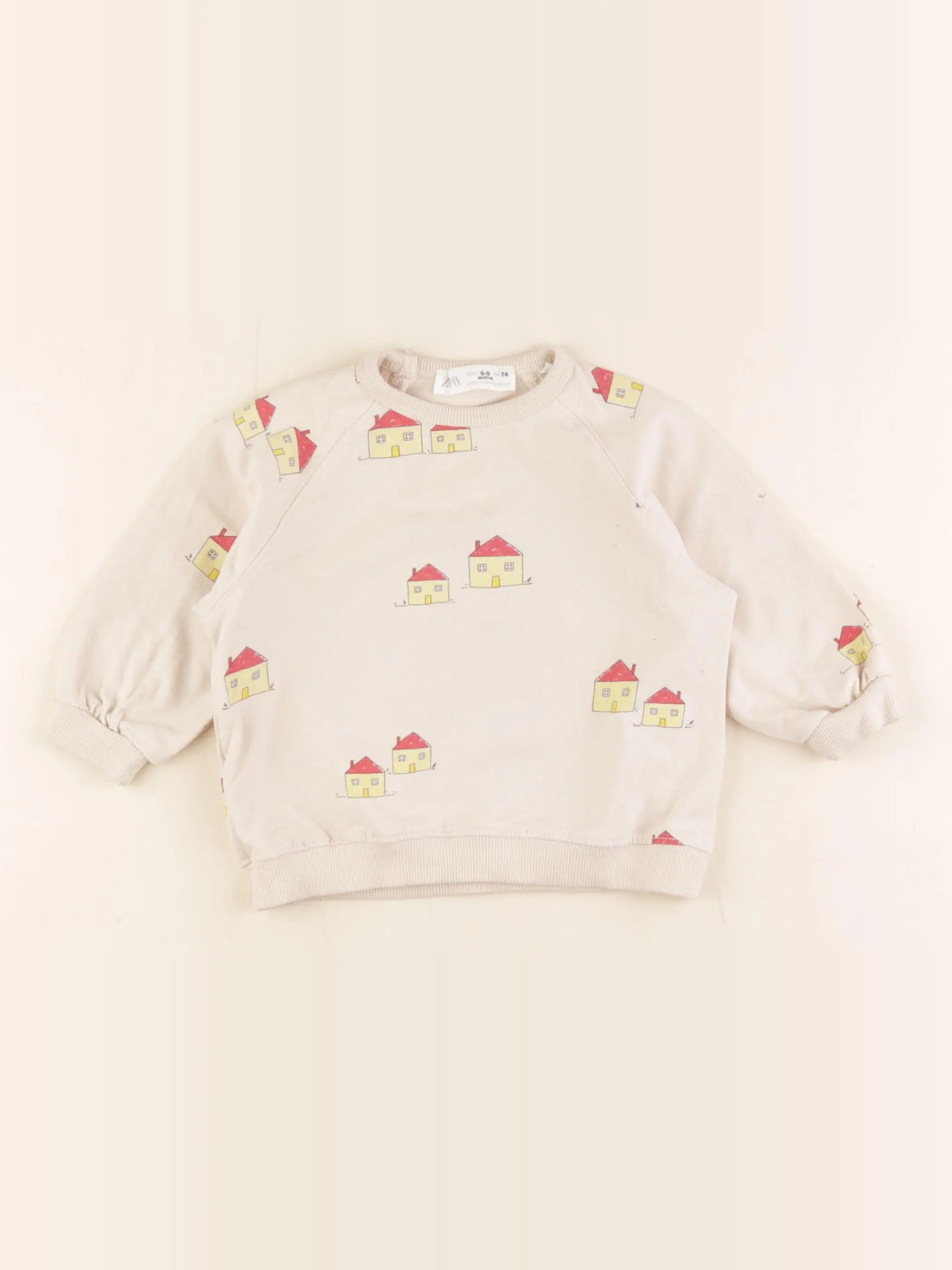 Zara - sweat beige - 6/9 mois