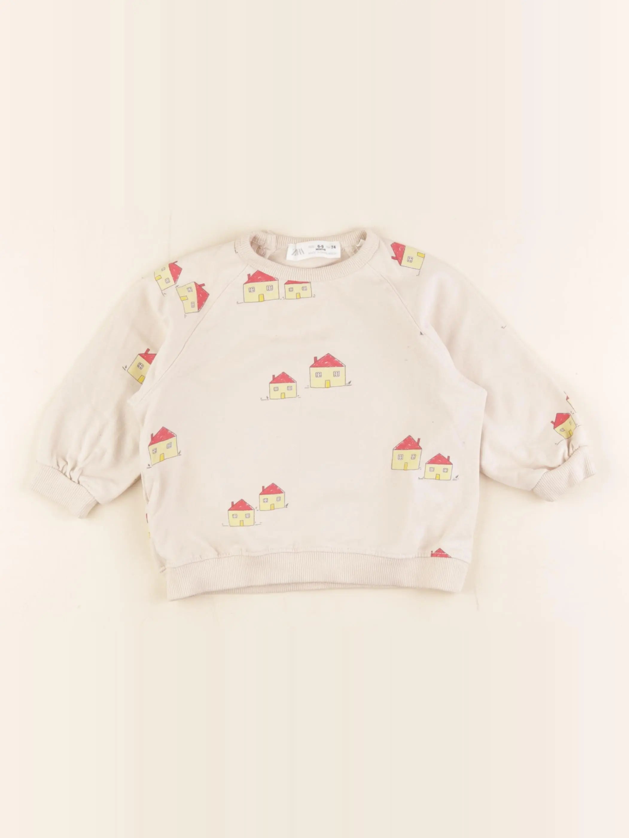 Zara - sweat beige - 6/9 mois