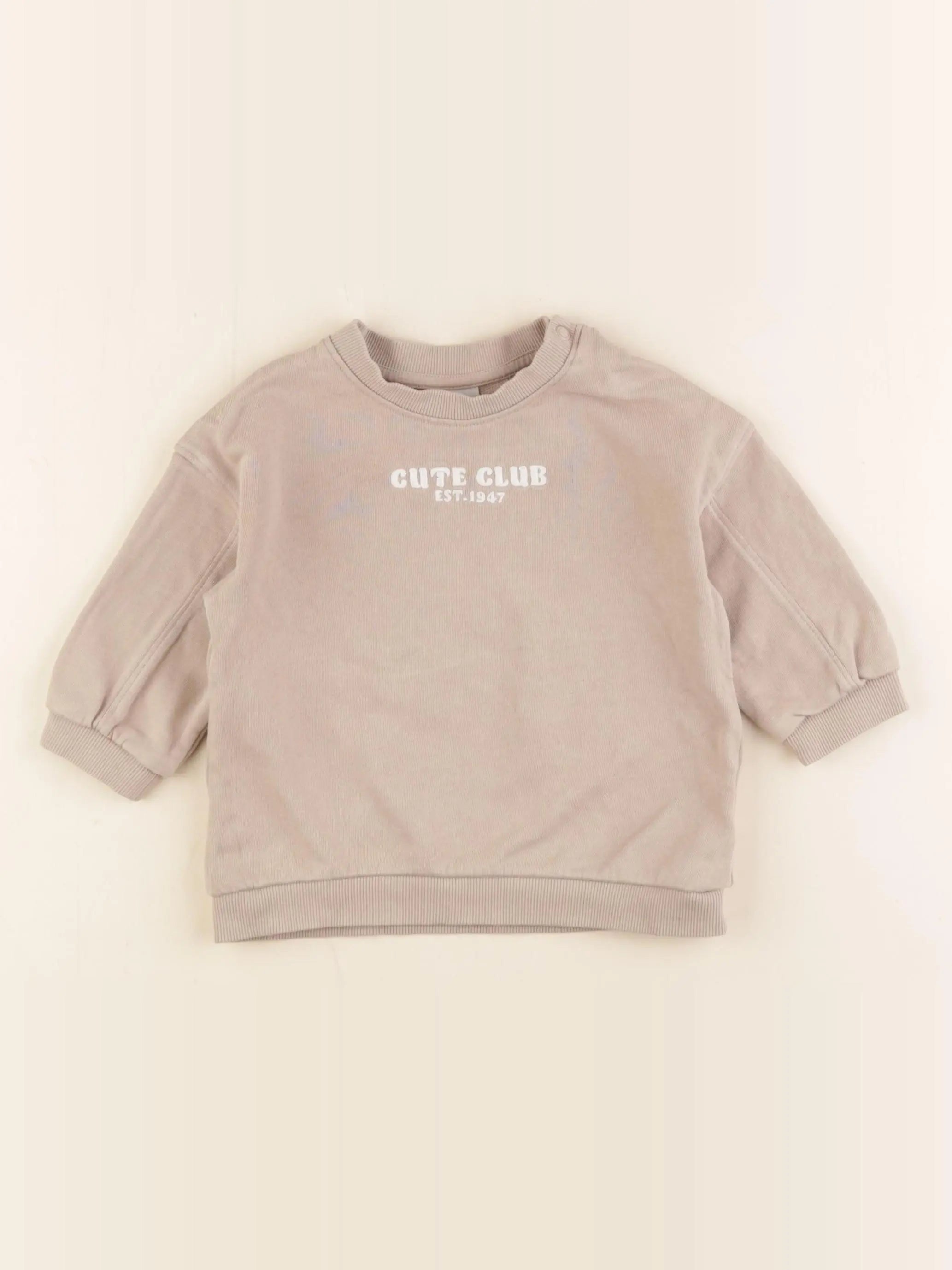 H&M - sweat beige - 6/9 mois