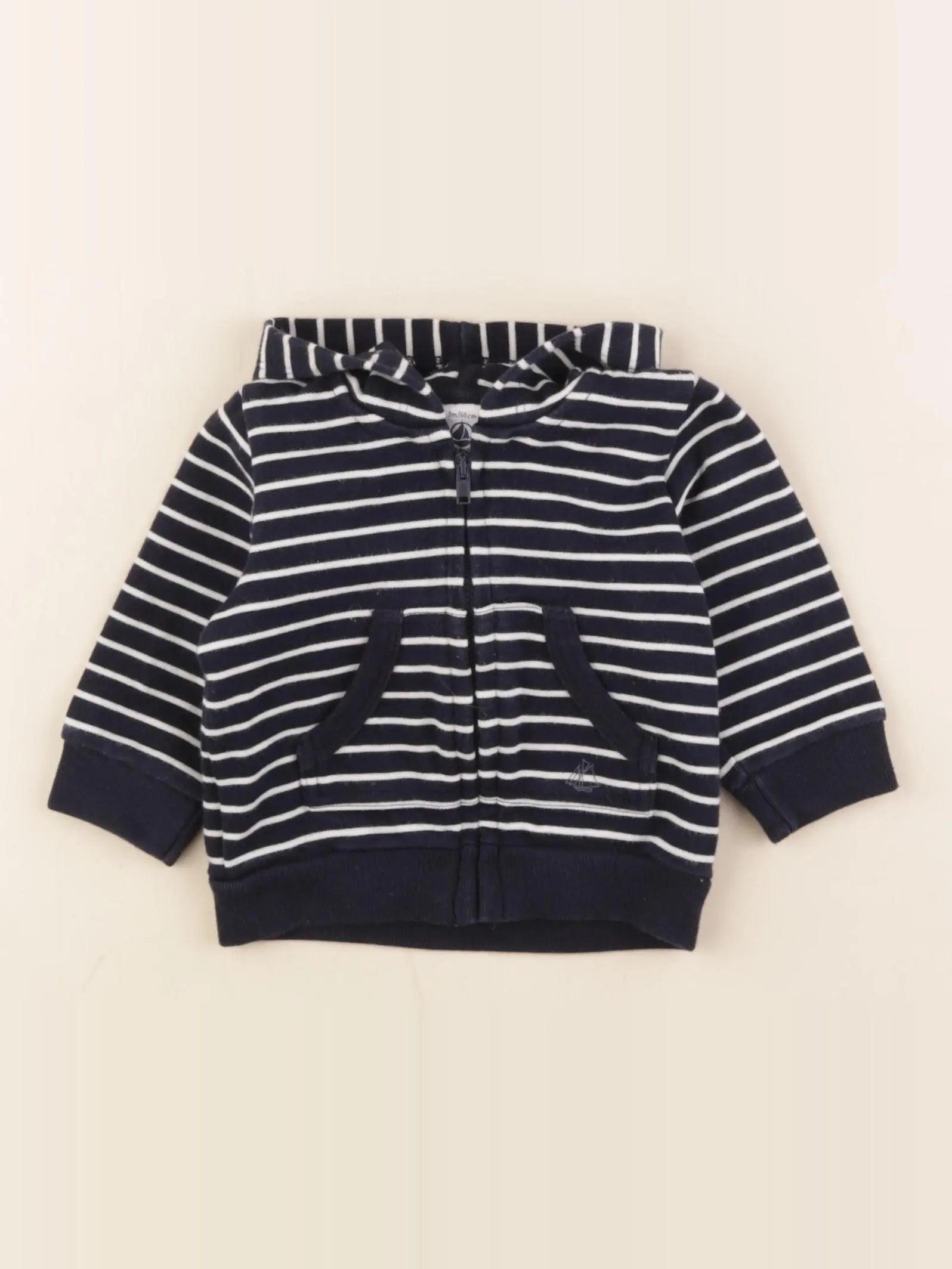 Petit Bateau - sweat bleu - 3 mois