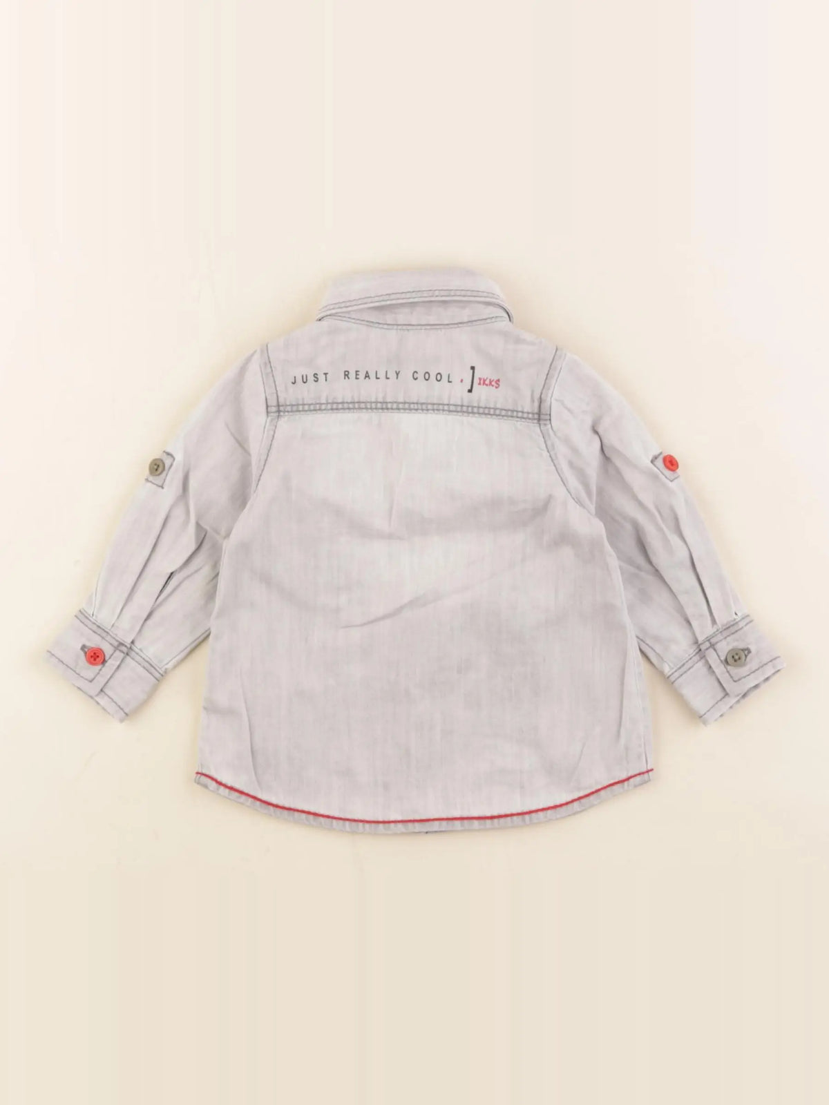 IKKS - chemise imprimé au dos gris - 3 mois