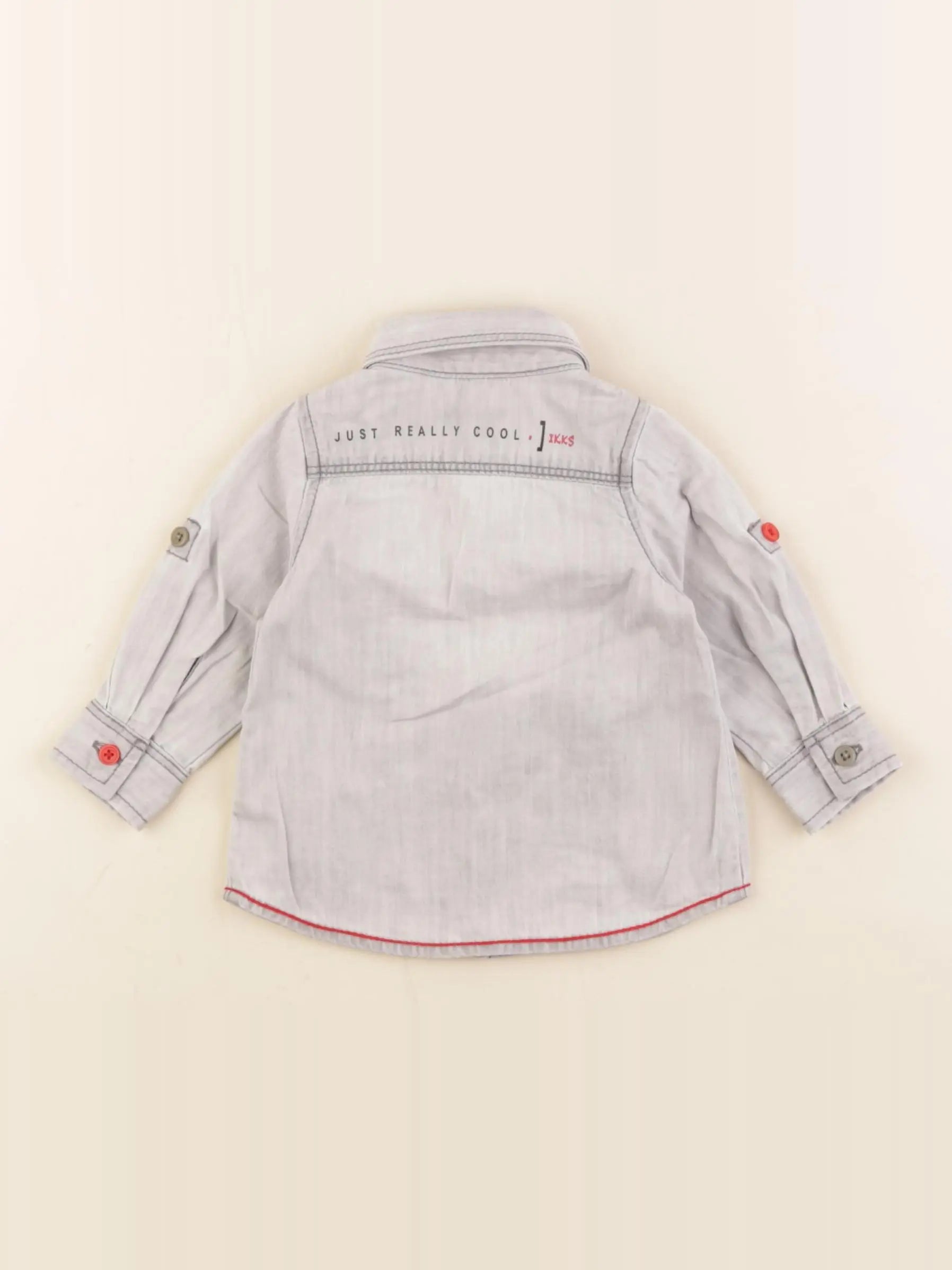 IKKS - chemise imprimé au dos gris - 3 mois