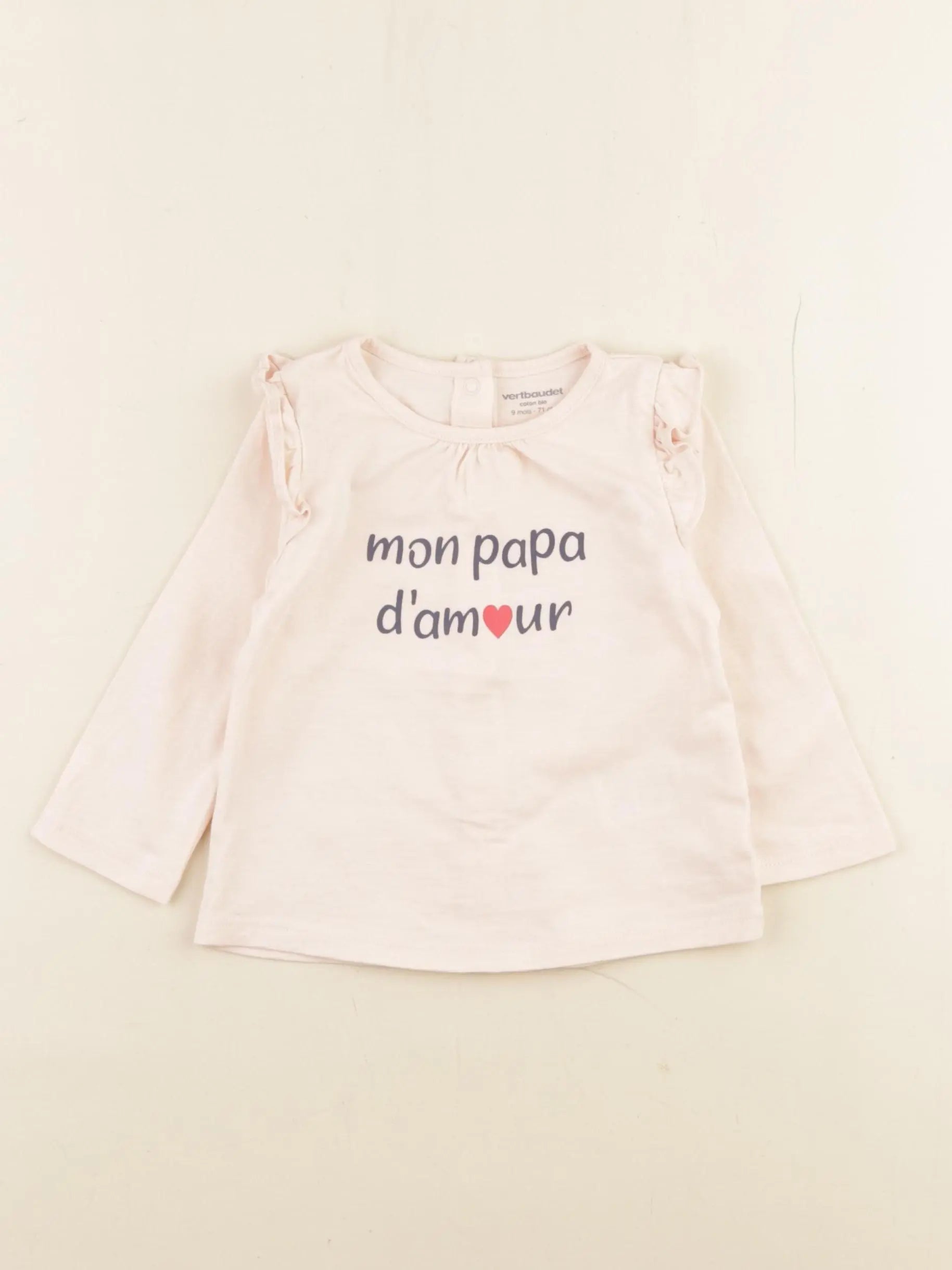 Vertbaudet - tee-shirt rose - 9 mois