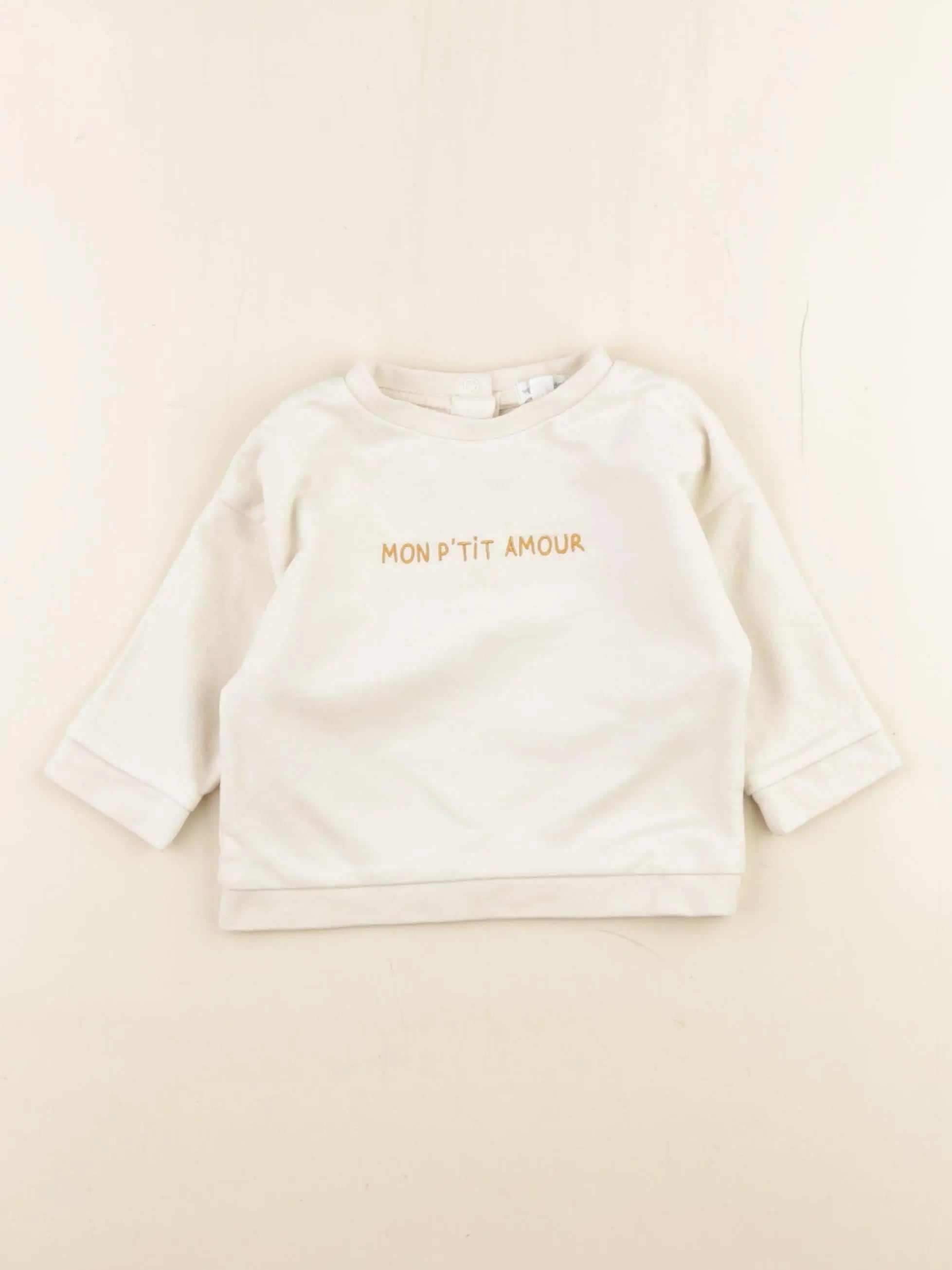 Vertbaudet - sweat beige - 9 mois