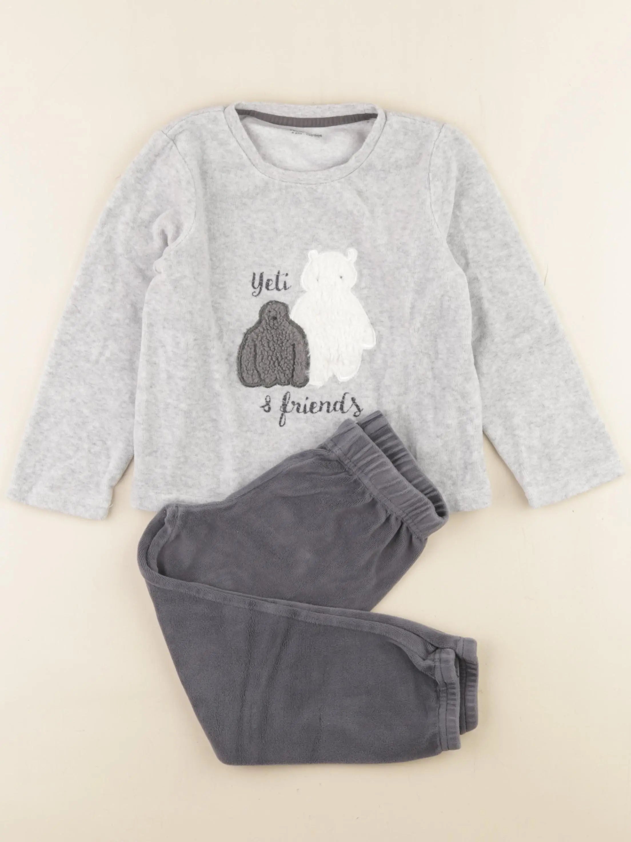 Vertbaudet - pyjama velours gris - 4 ans