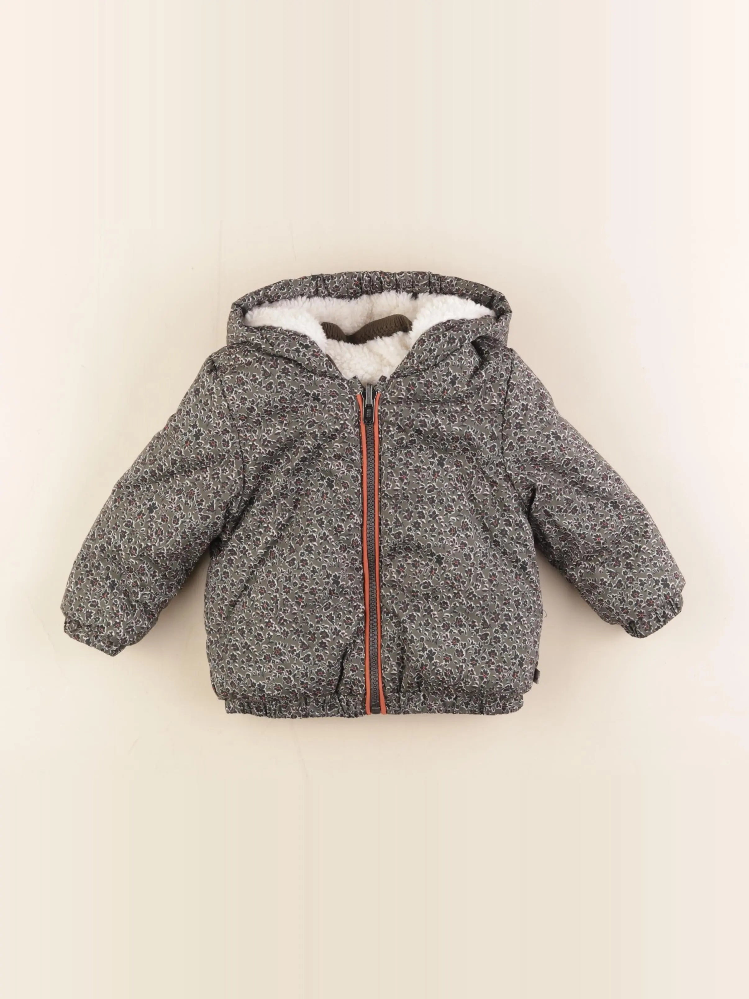 IKKS - doudoune réversible vert, beige - 18 mois