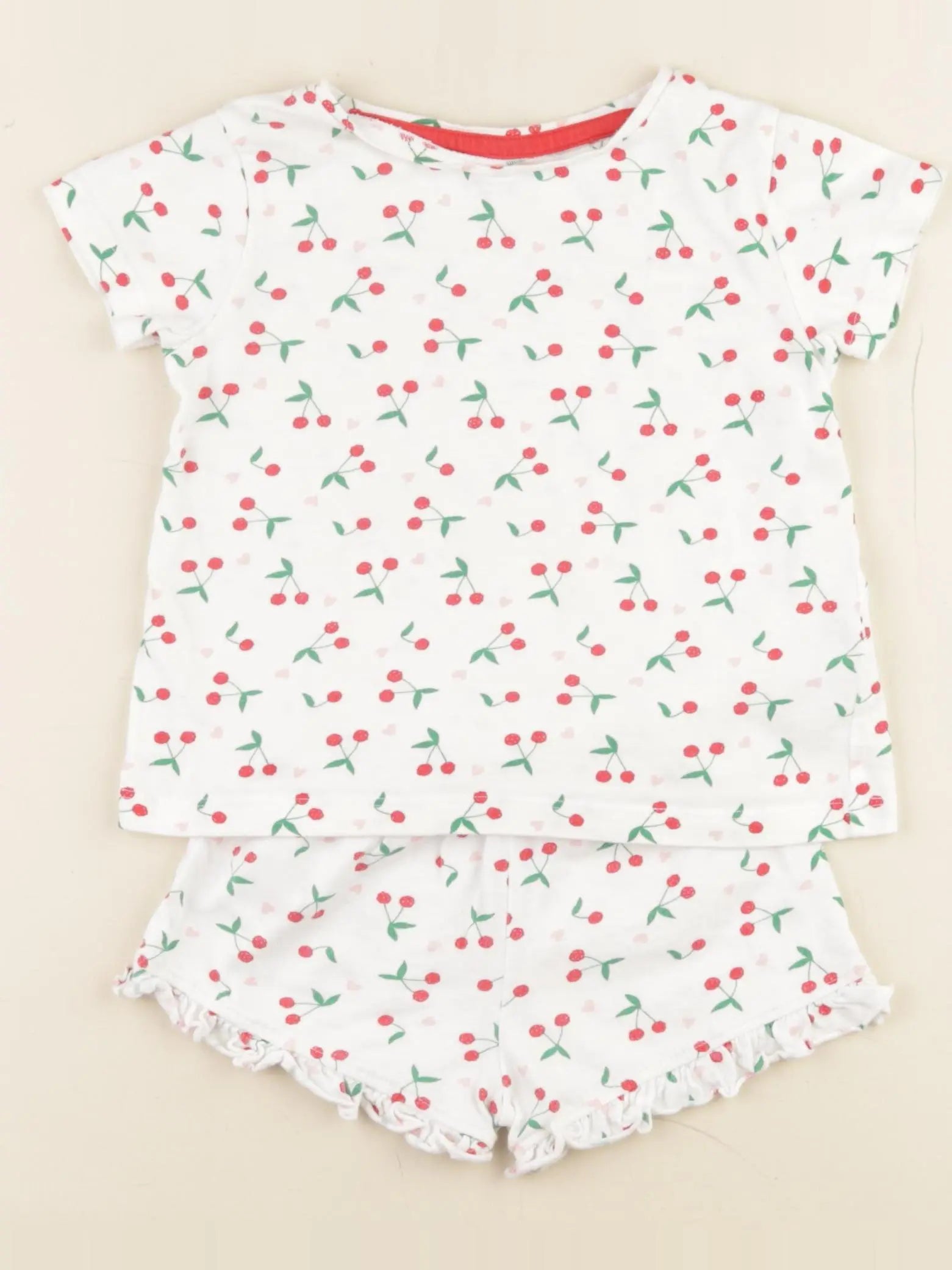 Vertbaudet - pyjama coton blanc, rouge - 3 ans