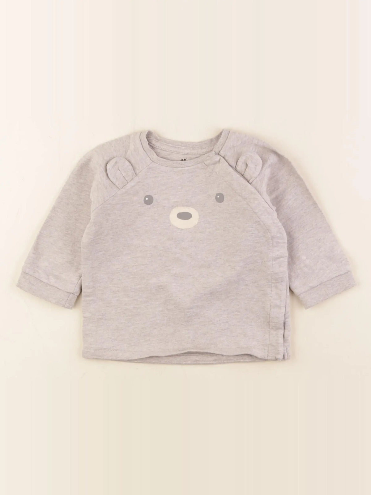 H&M - sweat beige, gris - 6 mois