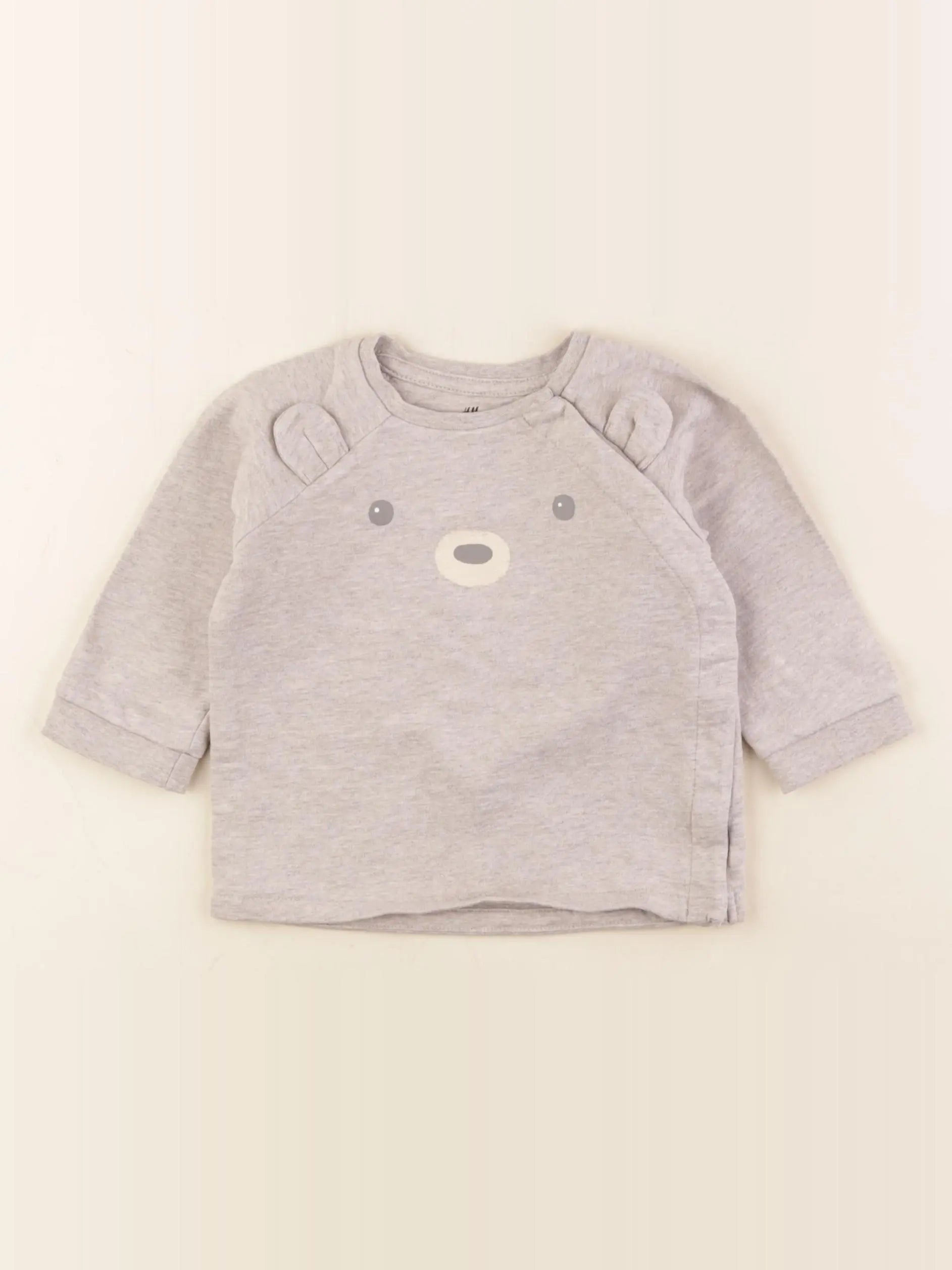 H&M - sweat beige, gris - 6 mois