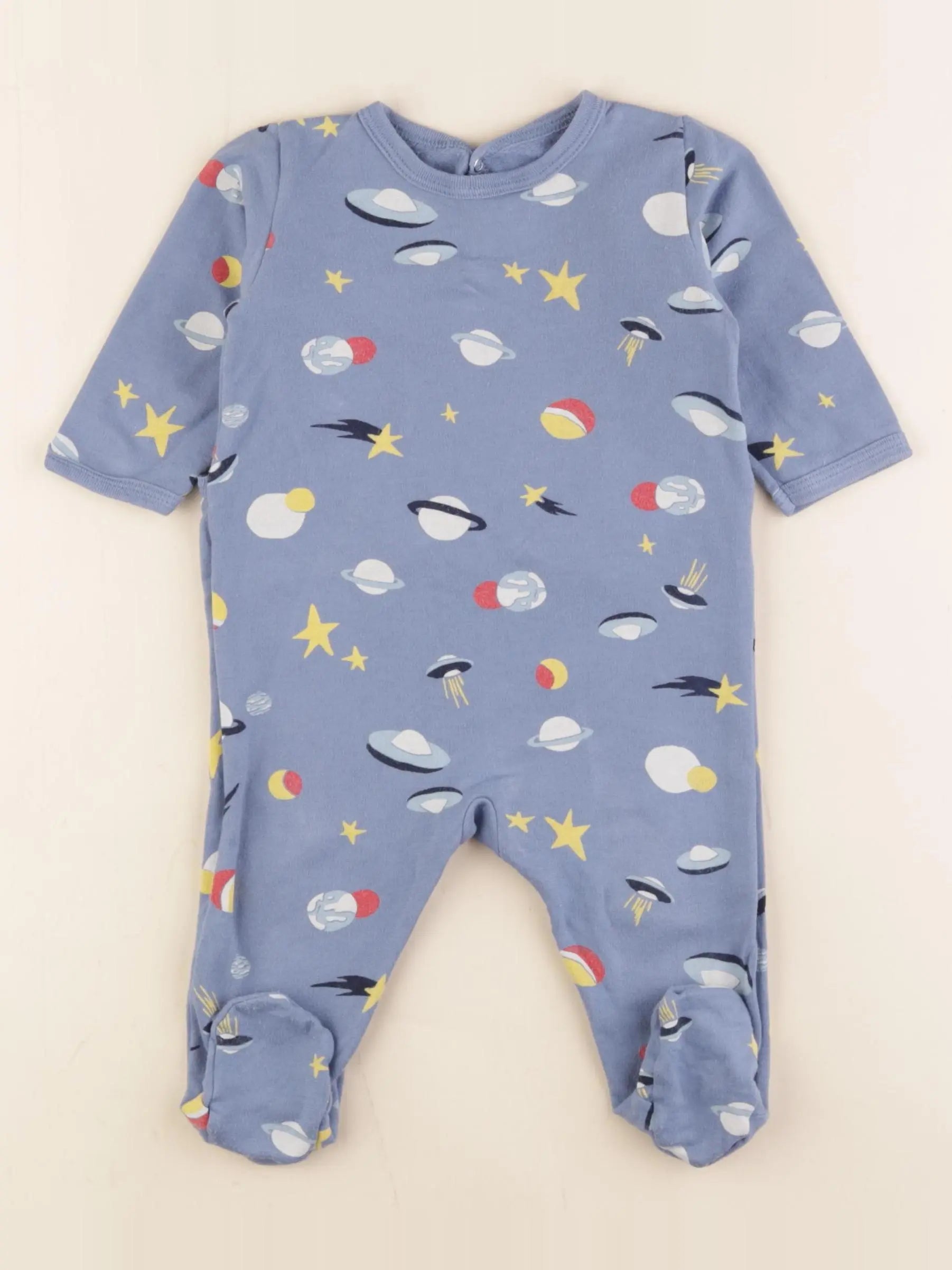 Petit Bateau - pyjama coton bleu - 6 mois