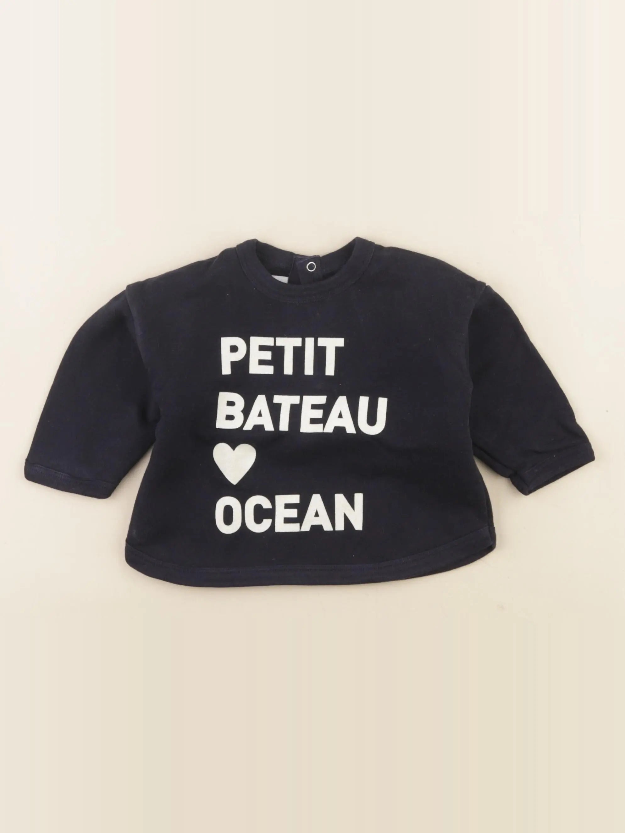 Petit Bateau - sweat bleu - 6 mois