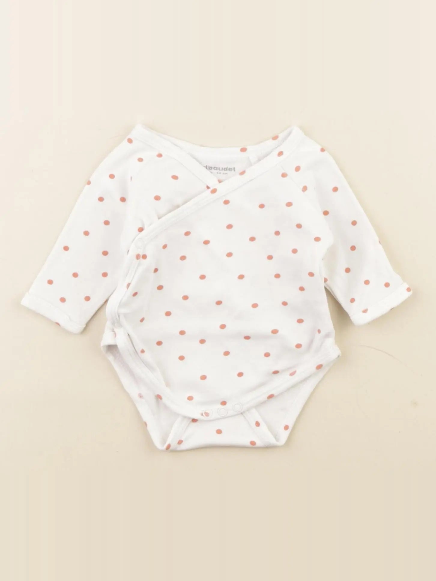 Vertbaudet - body blanc, rose - 1 mois