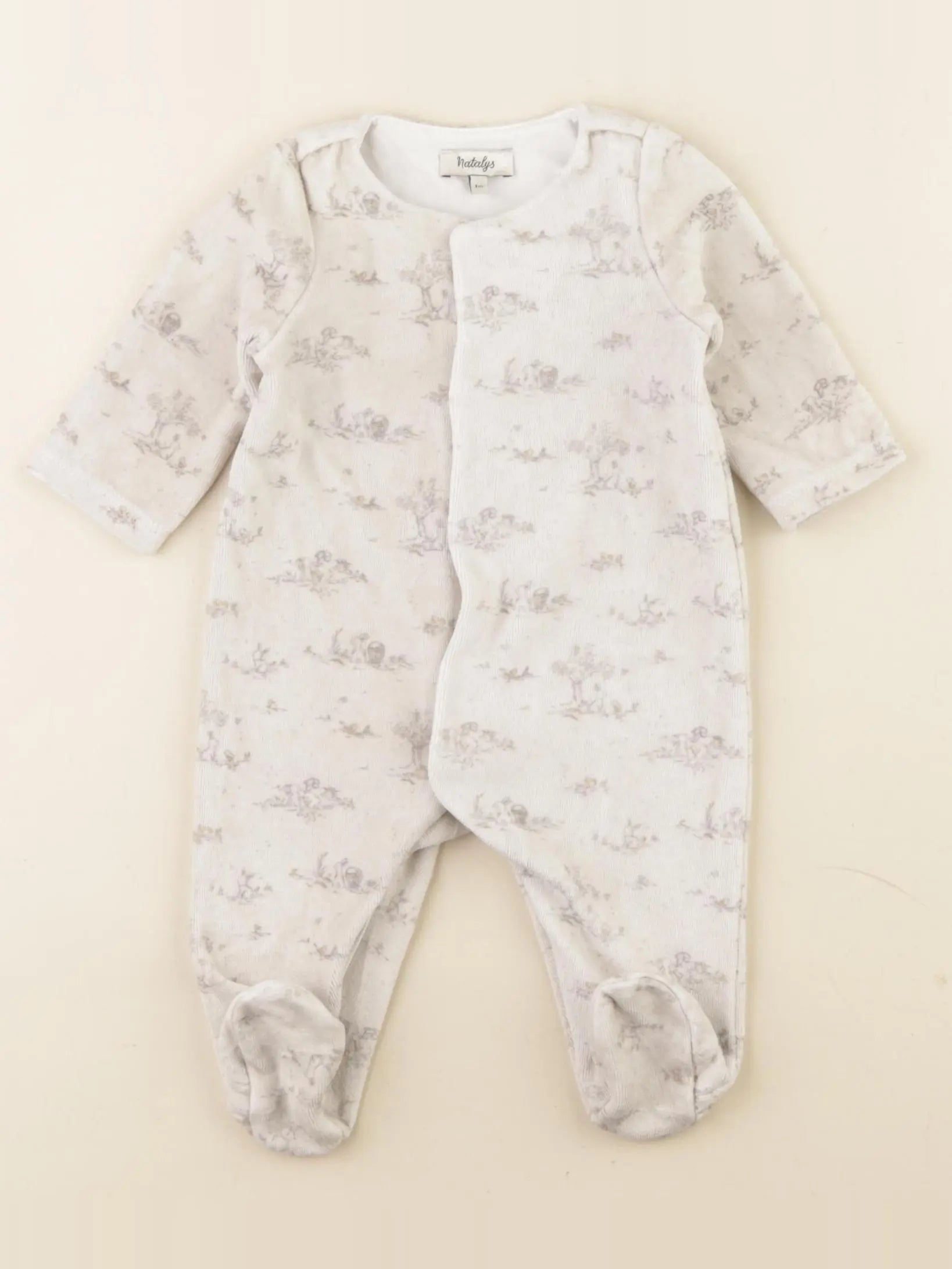 Natalys - pyjama velours beige - 1 mois