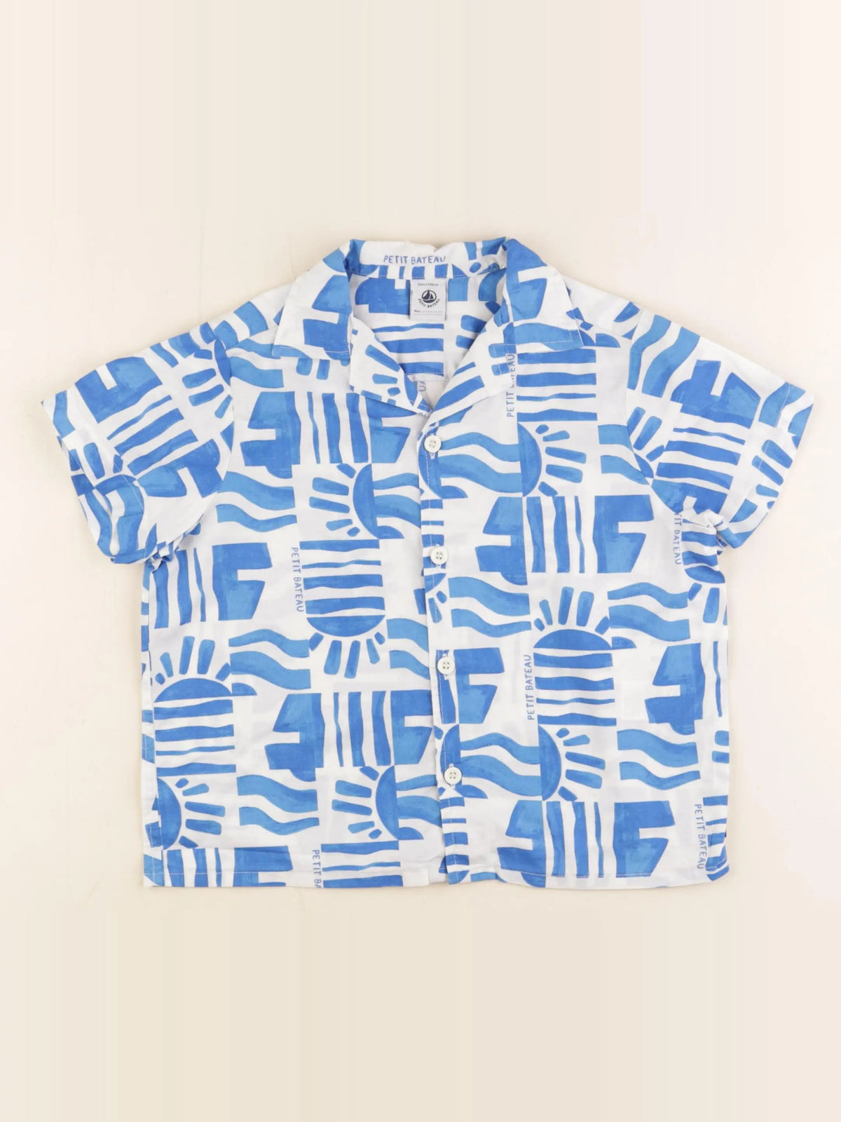 Petit Bateau - chemise blanc, bleu - 5 ans