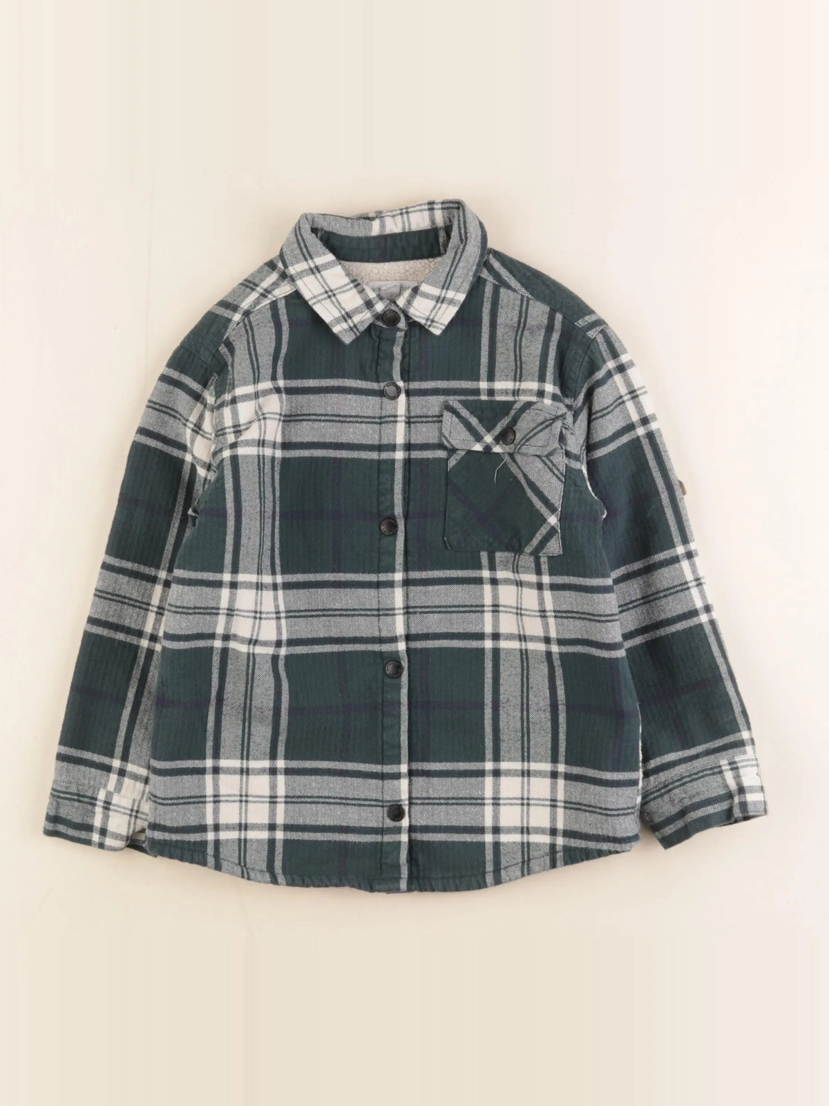 Vertbaudet - sur-chemise blanc, vert - 5 ans