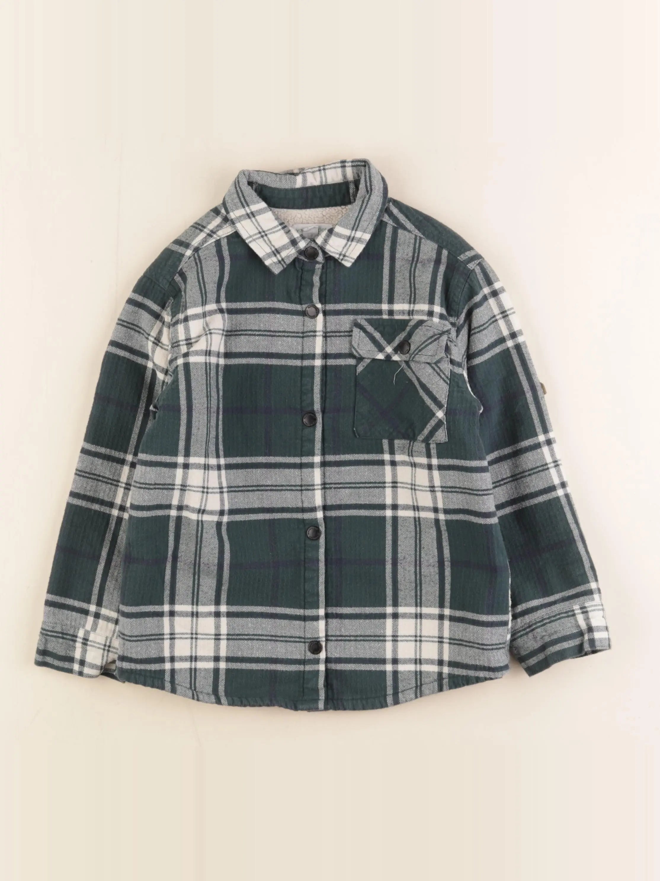 Vertbaudet - sur-chemise blanc, vert - 5 ans