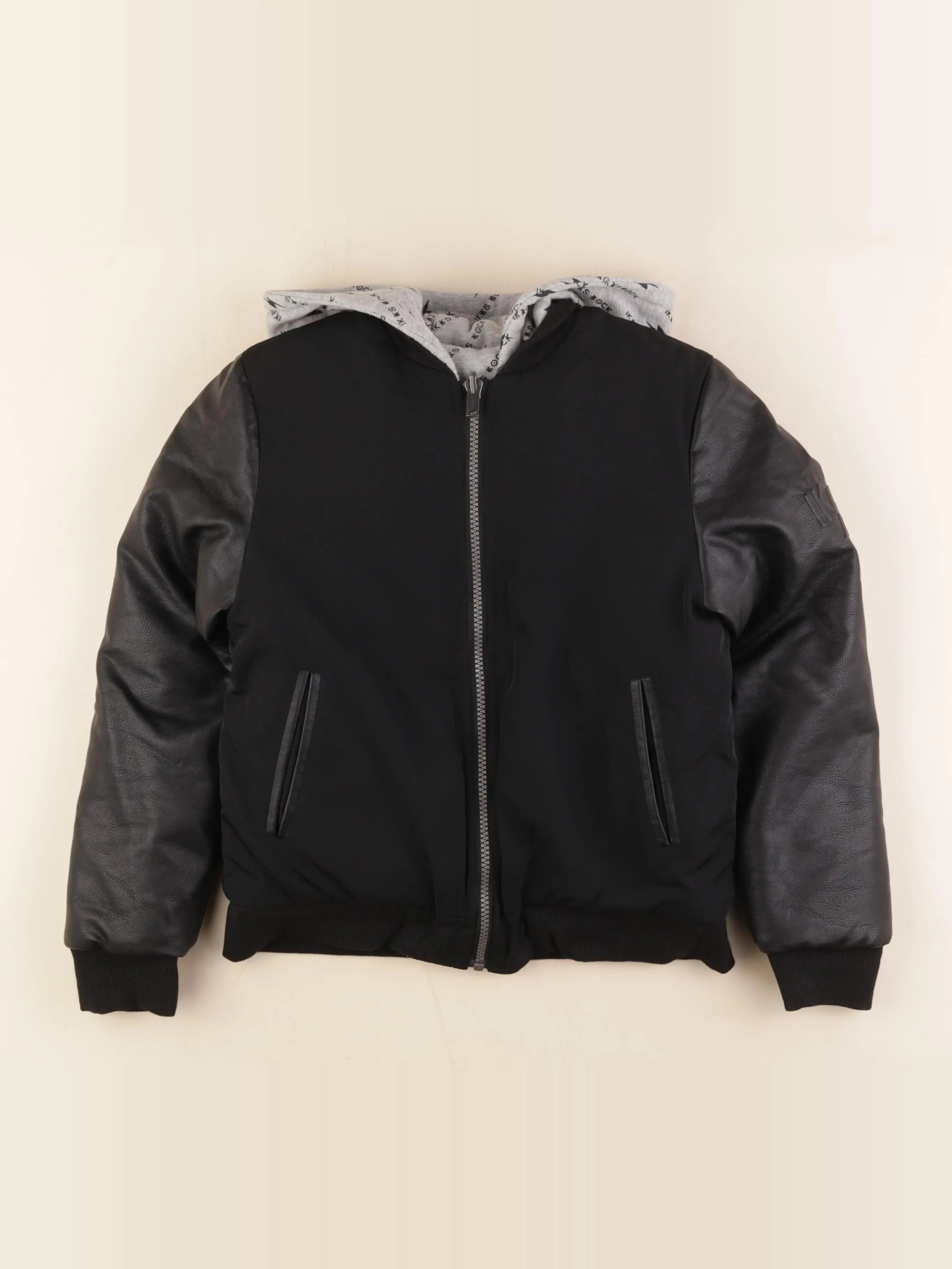 IKKS - veste simili cuir réversible noir - 10 ans
