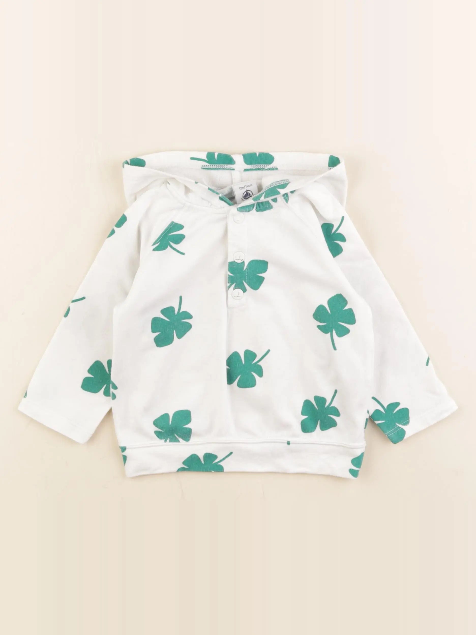 Petit Bateau - sweat blanc - 12 mois