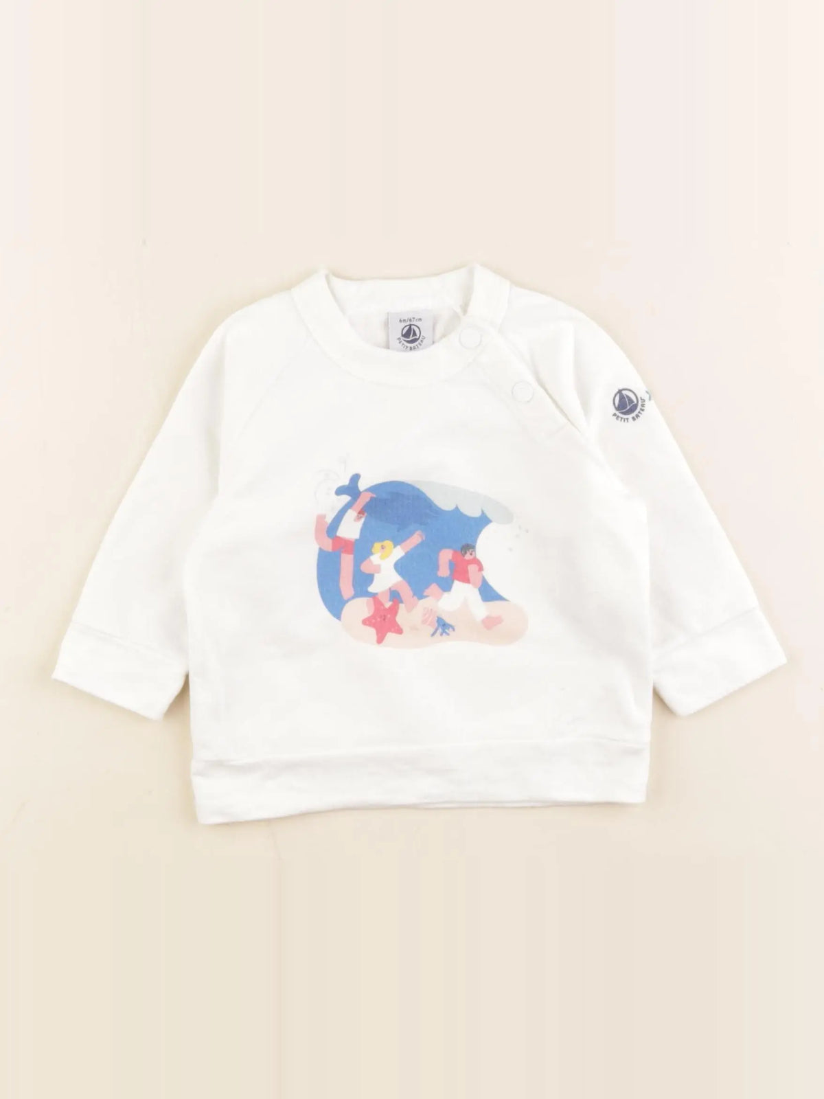 Petit Bateau - sweat blanc - 6 mois