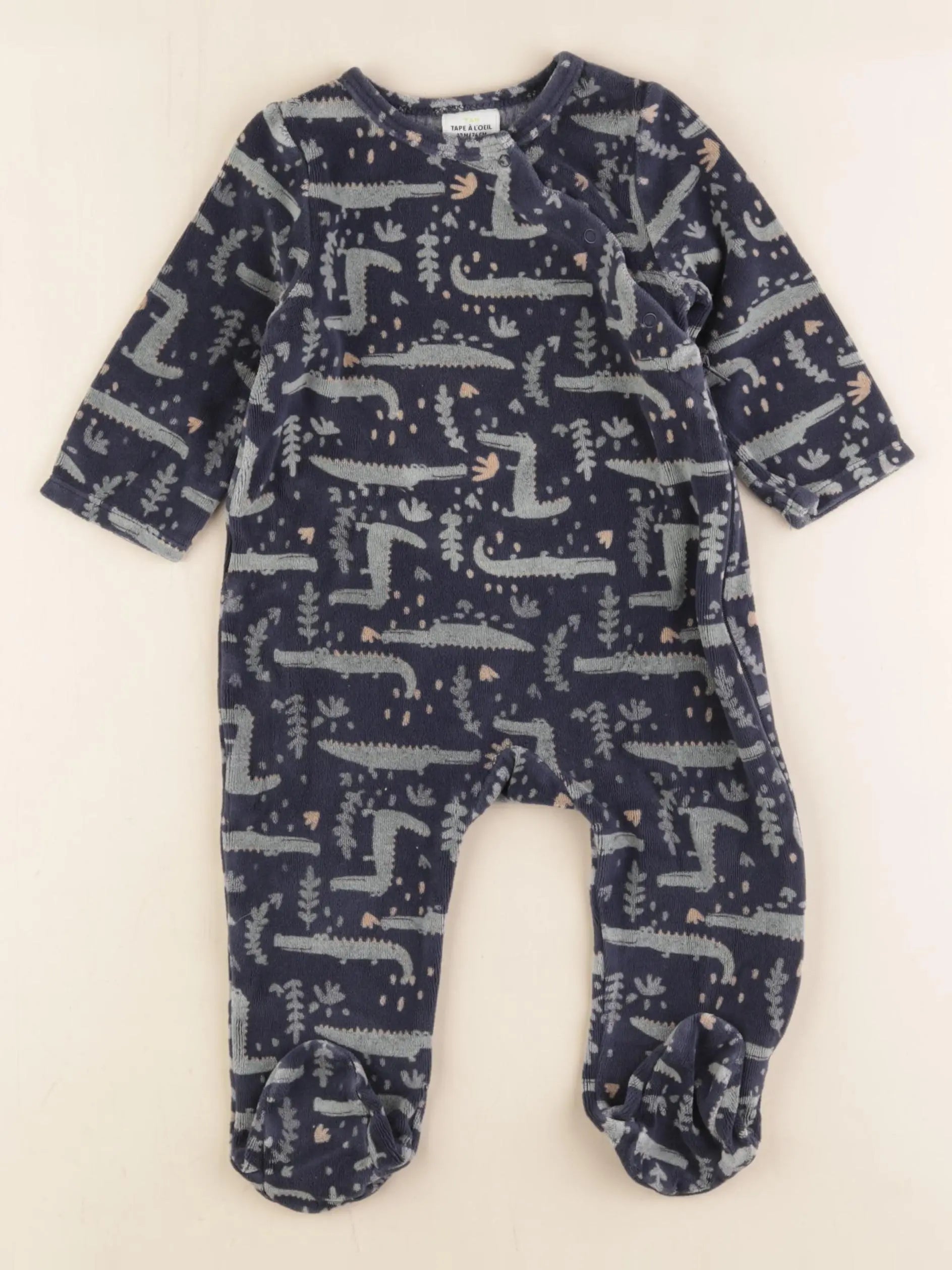 Tape à l'oeil - pyjama velours bleu - 12 mois