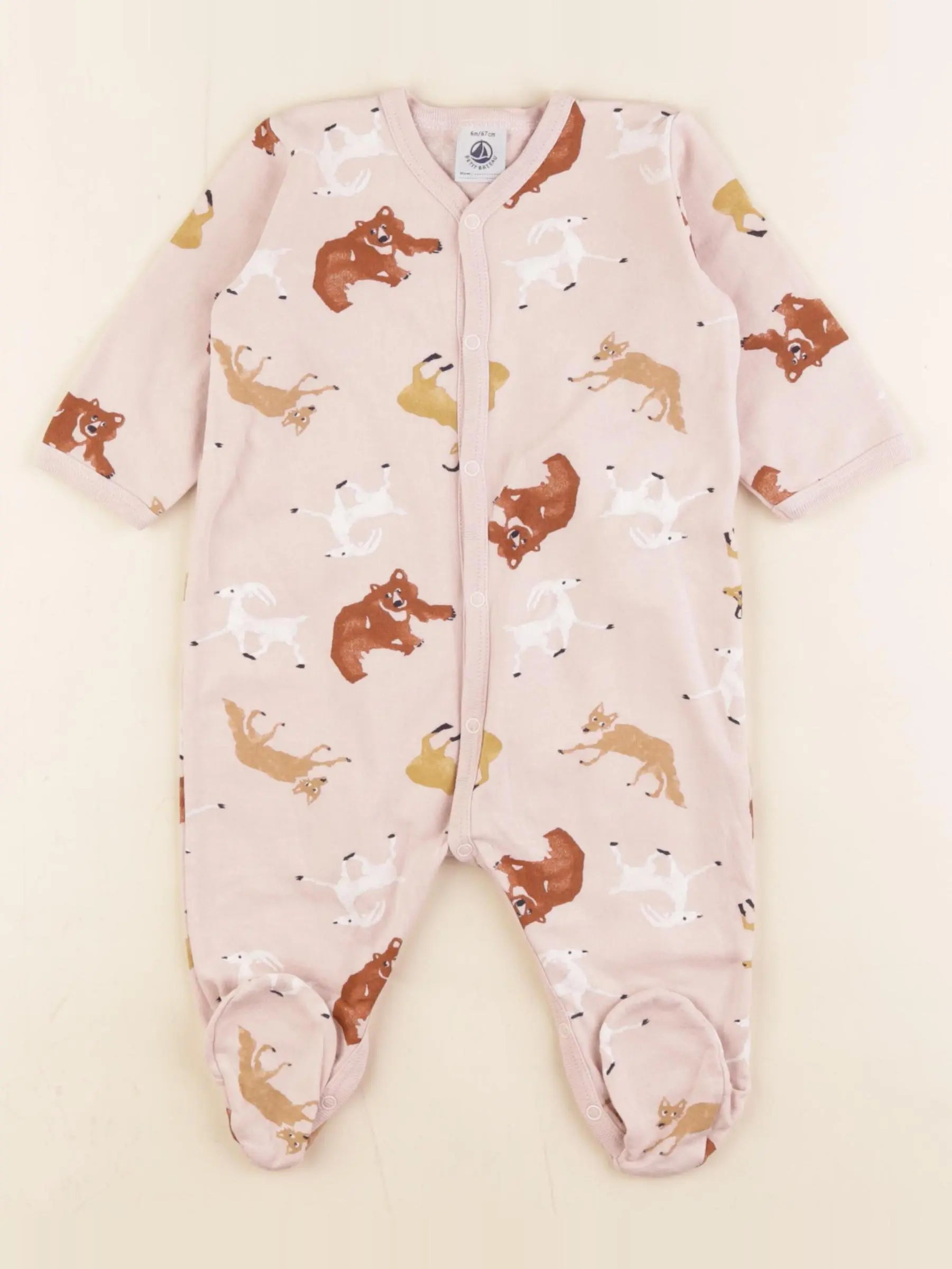 Petit Bateau - pyjama coton rose - 6 mois