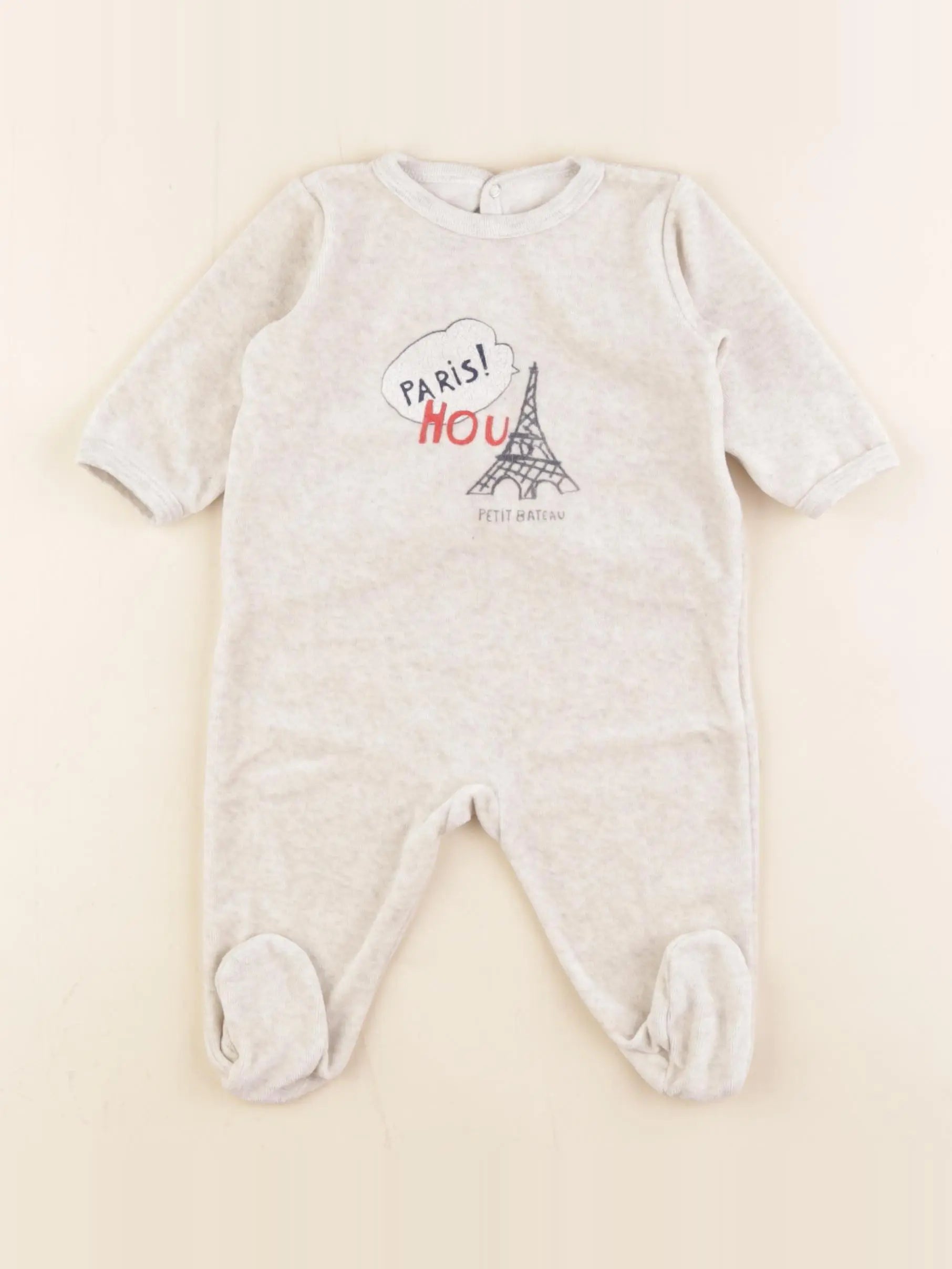Petit Bateau - pyjama velours marron - 3 mois