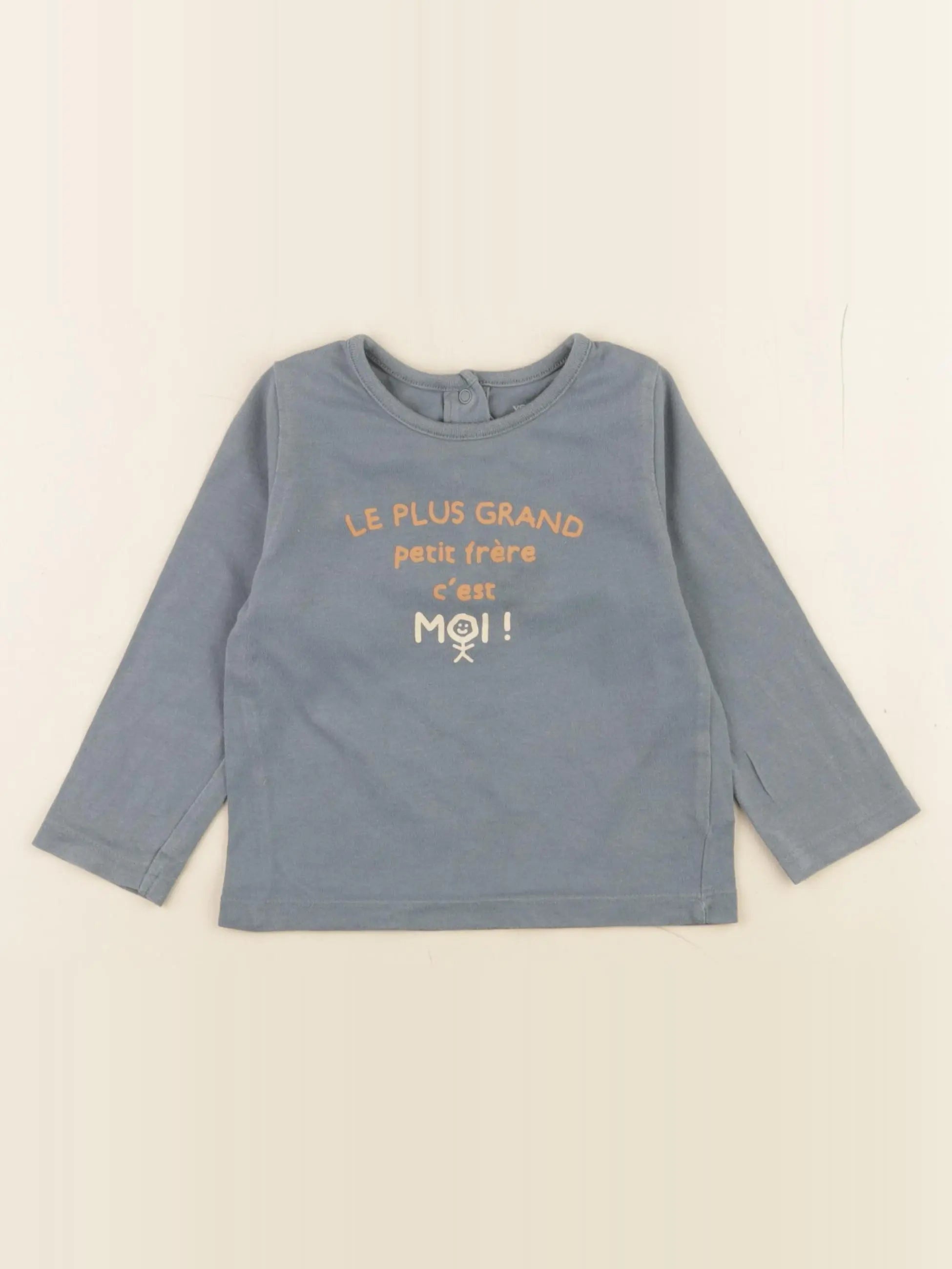 Vertbaudet - tee-shirt bleu - 12 mois