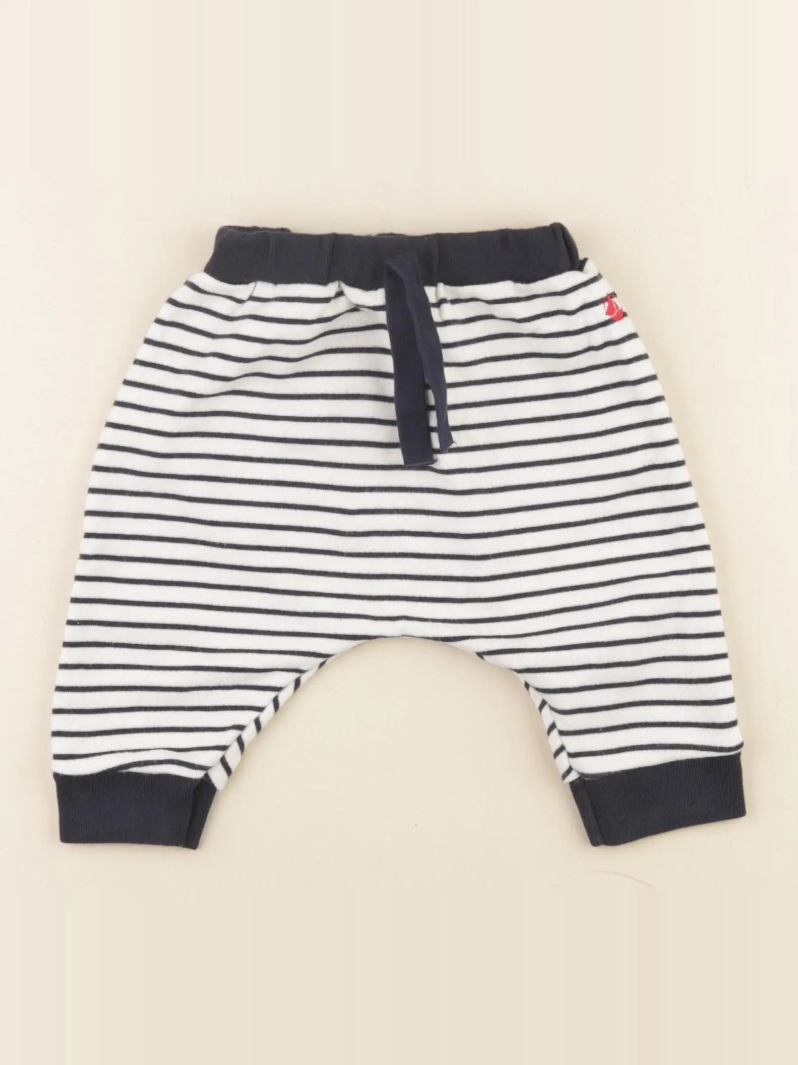 Petit Bateau - sarouel blanc, bleu - 3 mois