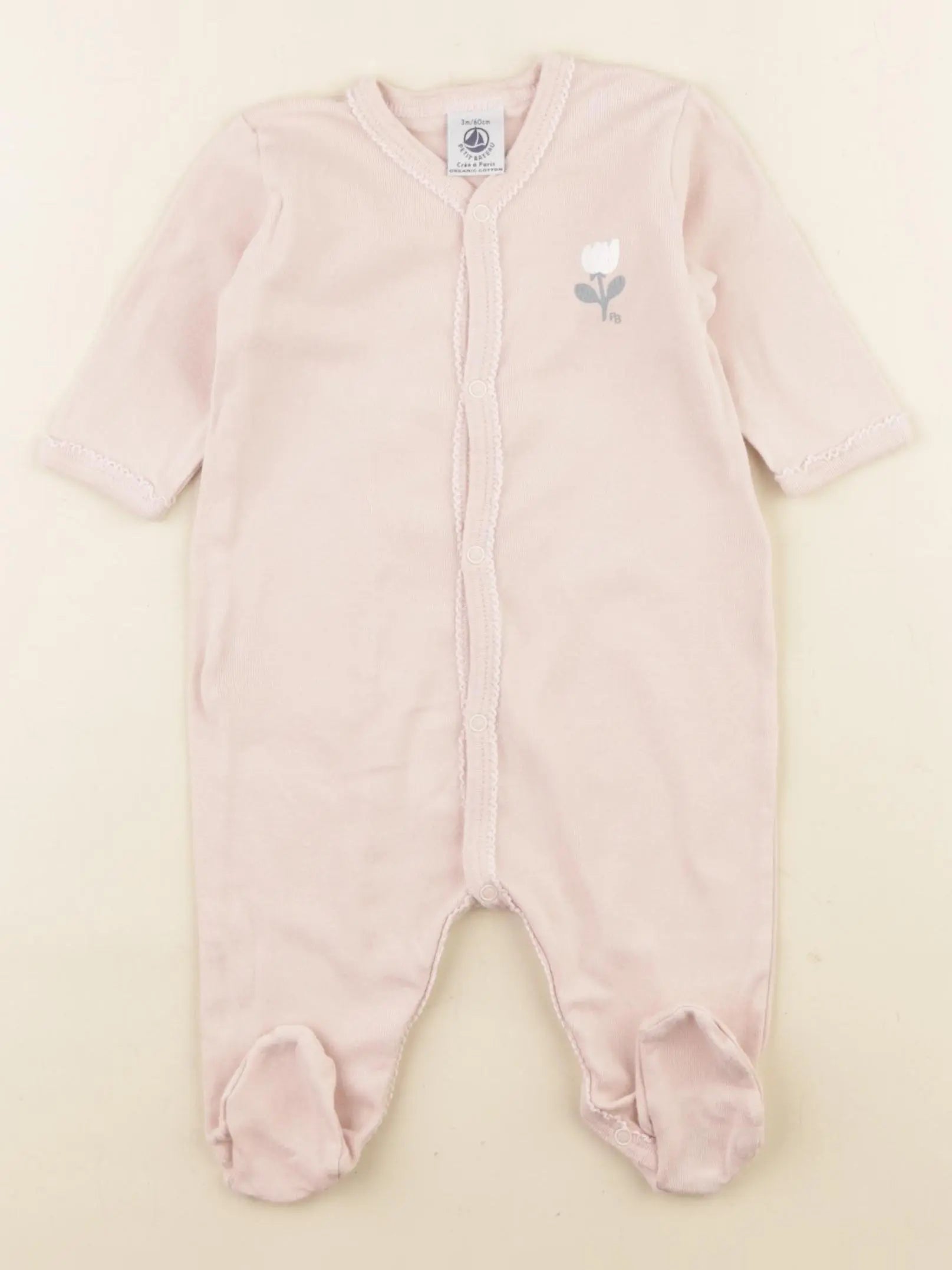 Petit Bateau - pyjama coton rose - 3 mois