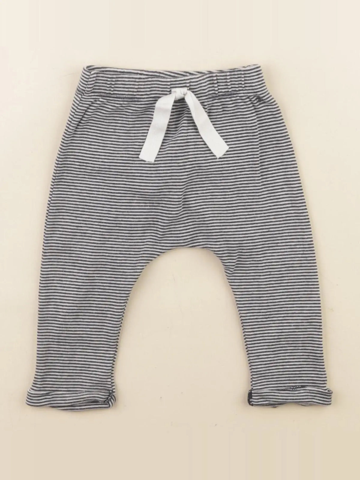 Petit Bateau - sarouel blanc, noir - 6 mois