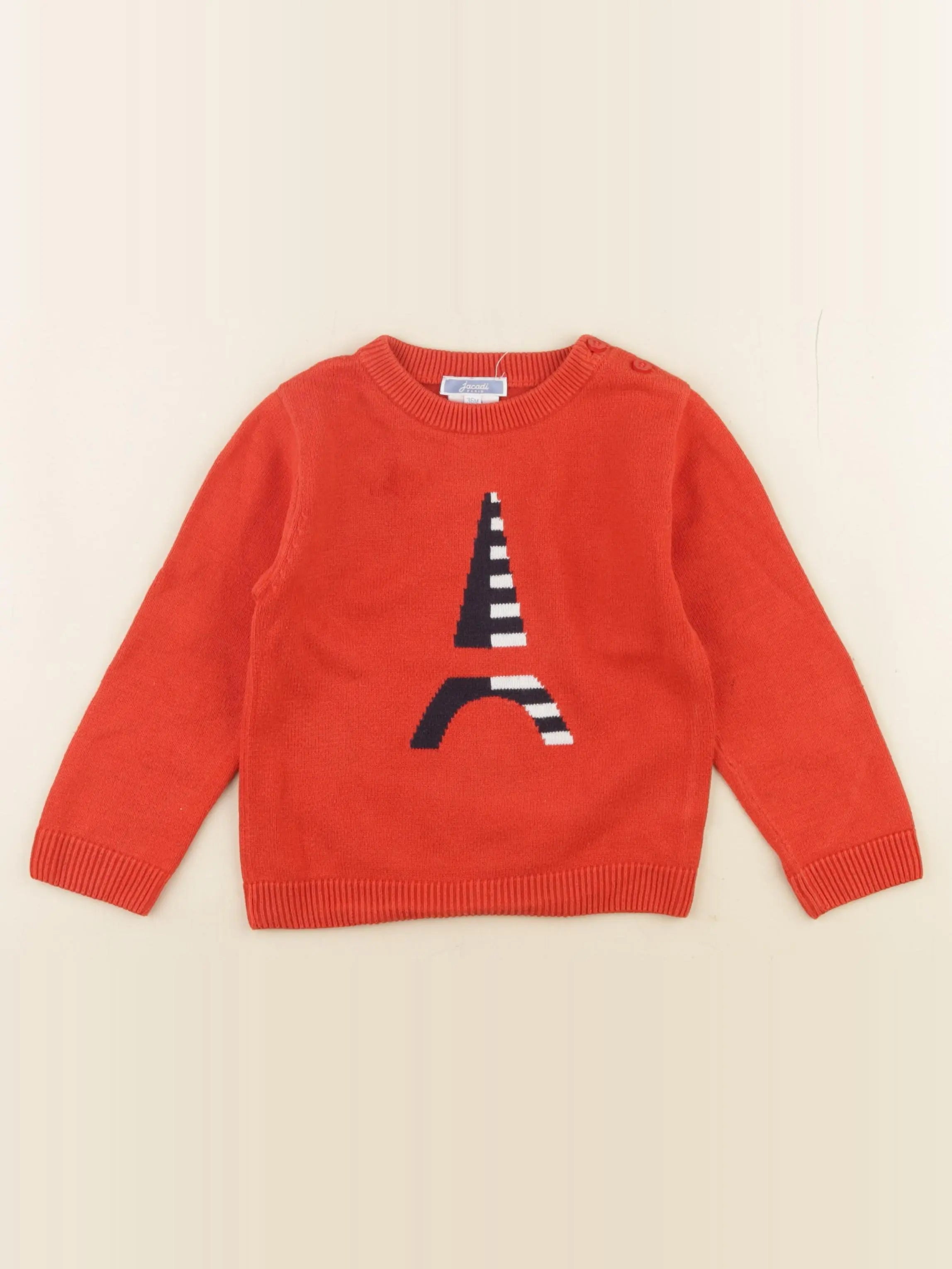 Jacadi - pull rouge - 36 mois