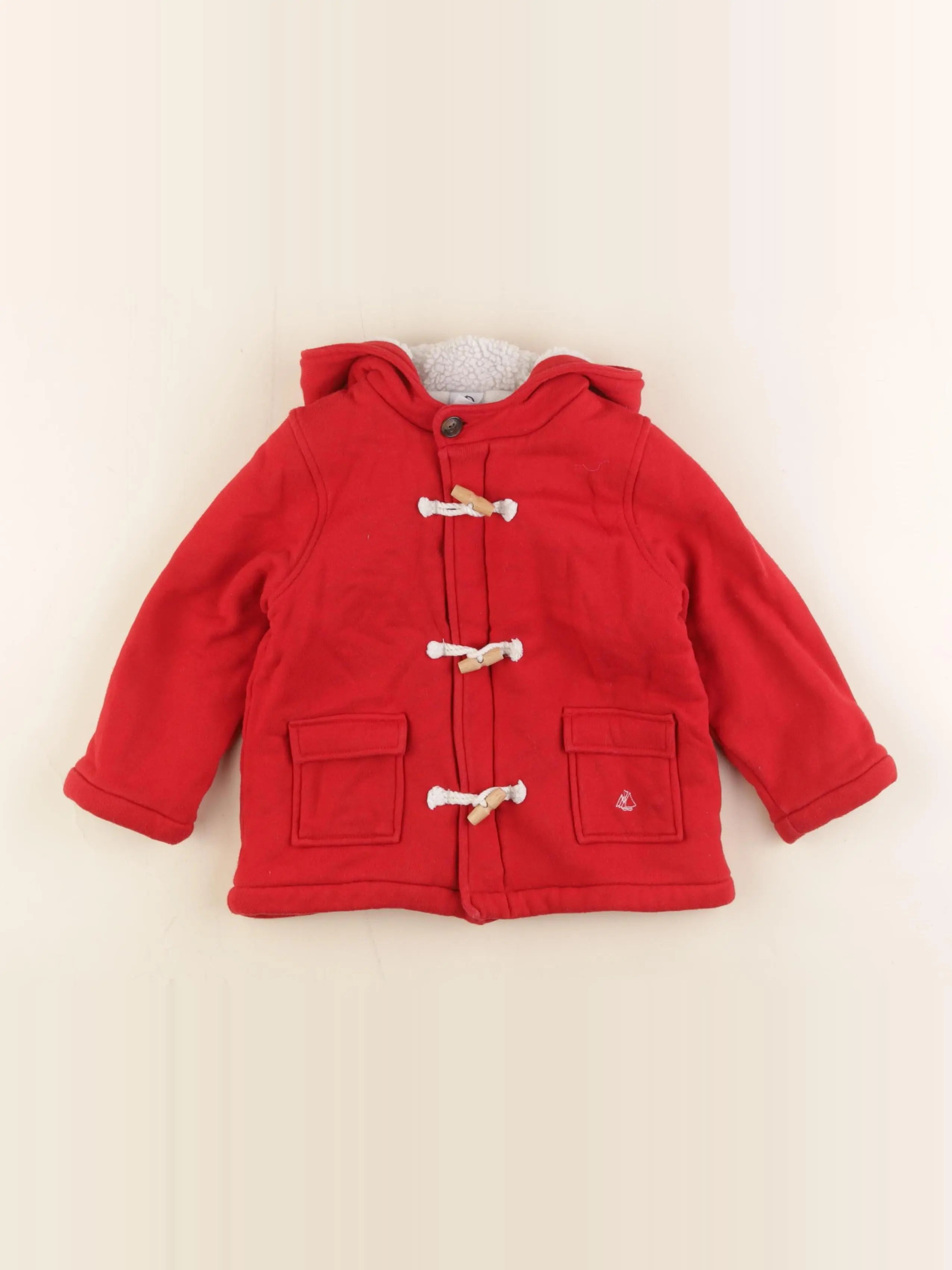 Petit Bateau - manteau rouge - 24 mois